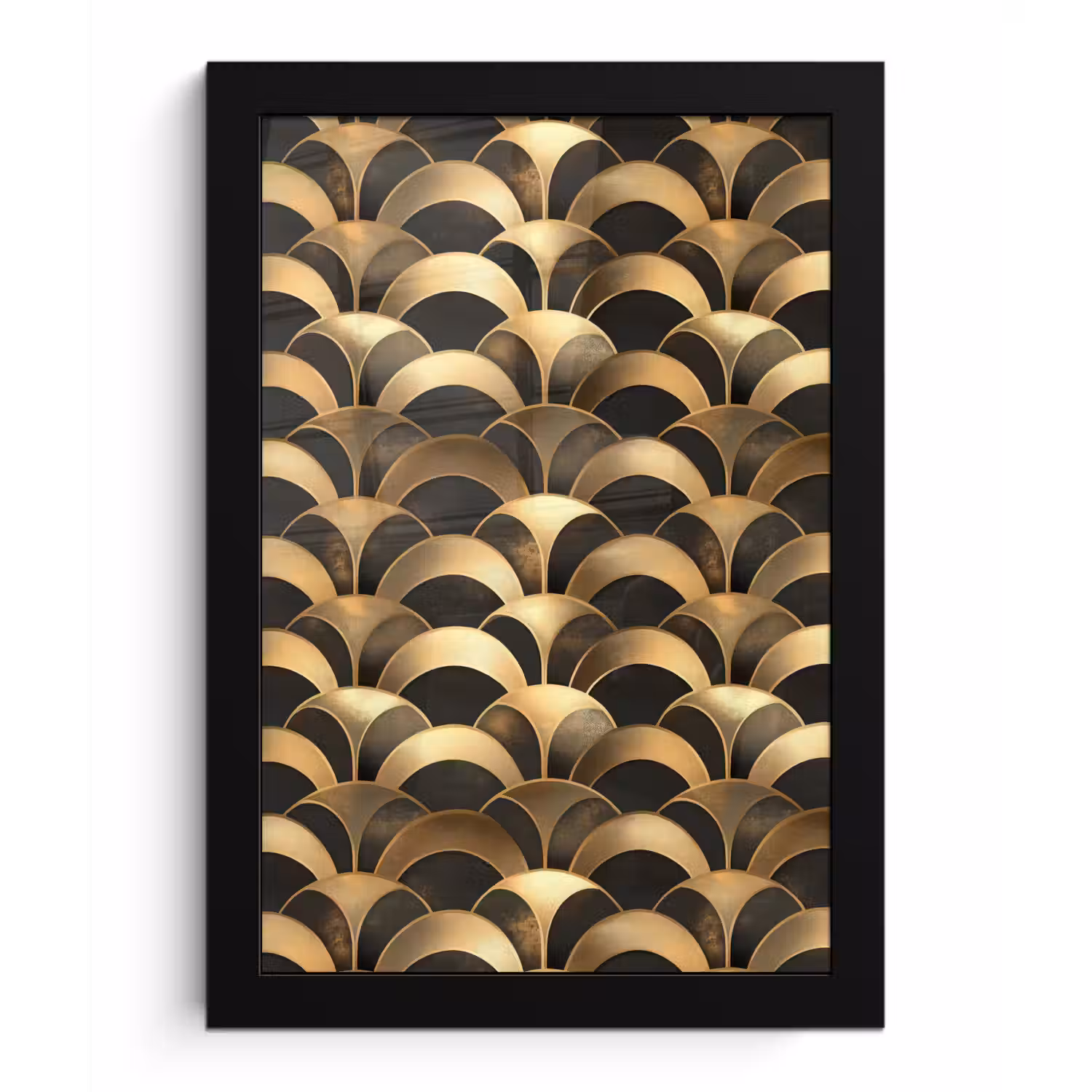 Schubben - Structuur - Goud fotolijst zwart zonder passe partout klein 224 -3d