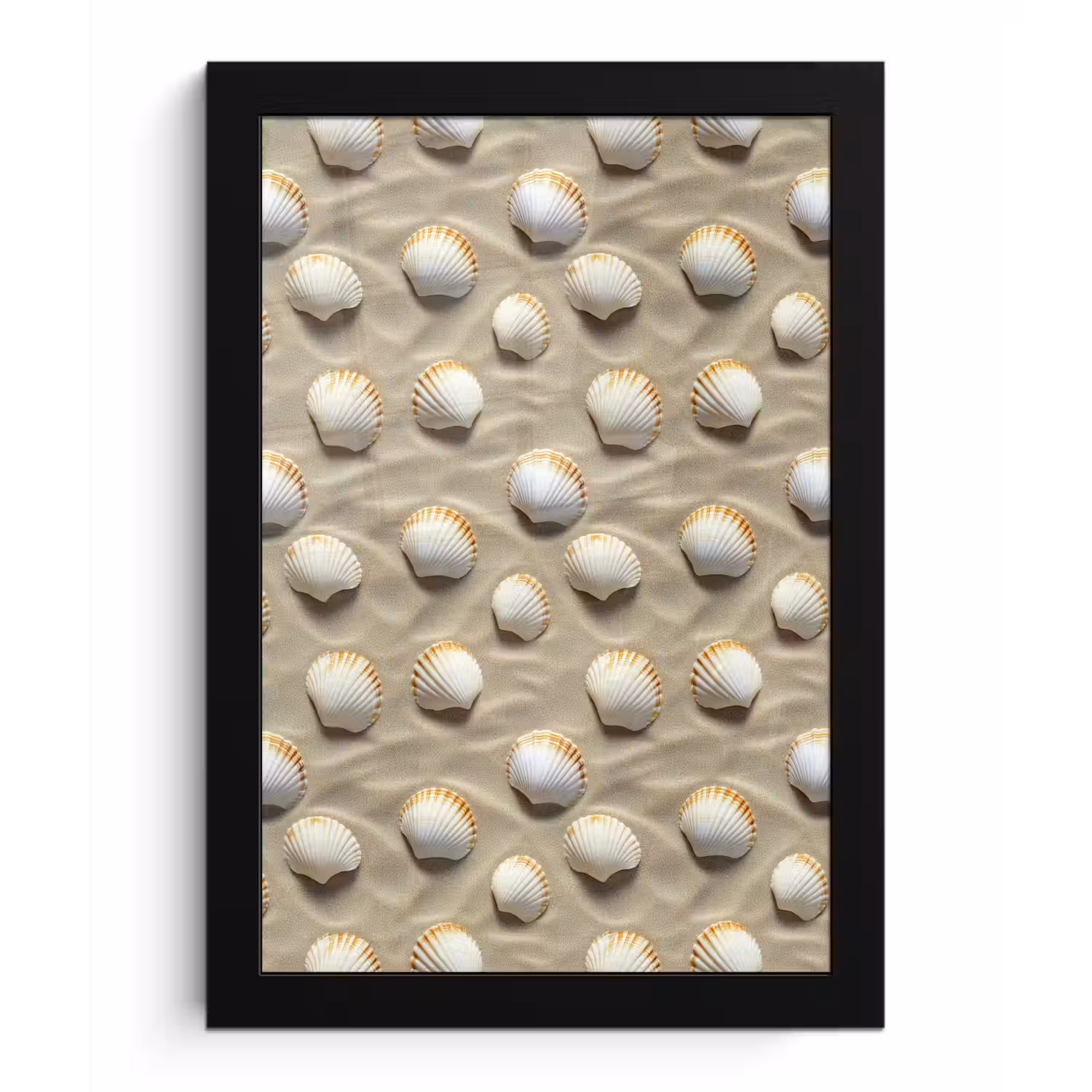 Schelpen - Zand - Maritiem fotolijst zwart zonder passe partout klein 224 -3d