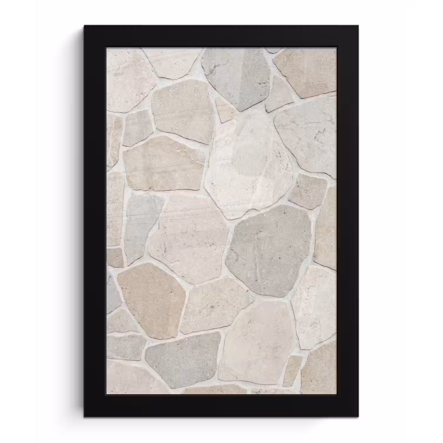 Steen - Patroon - Textuur - Beige fotolijst zwart zonder passe partout klein -3d