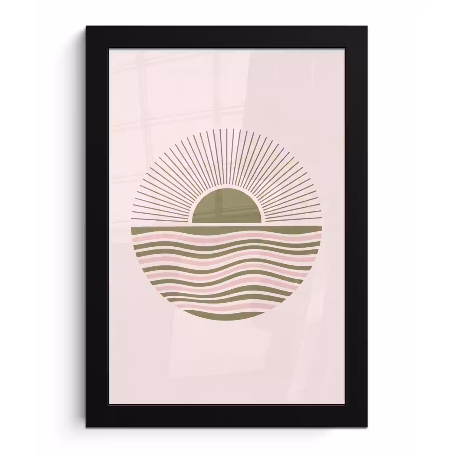 Zon - Zee - Abstract - Modern - Roze fotolijst zwart zonder passe partout klein -3d