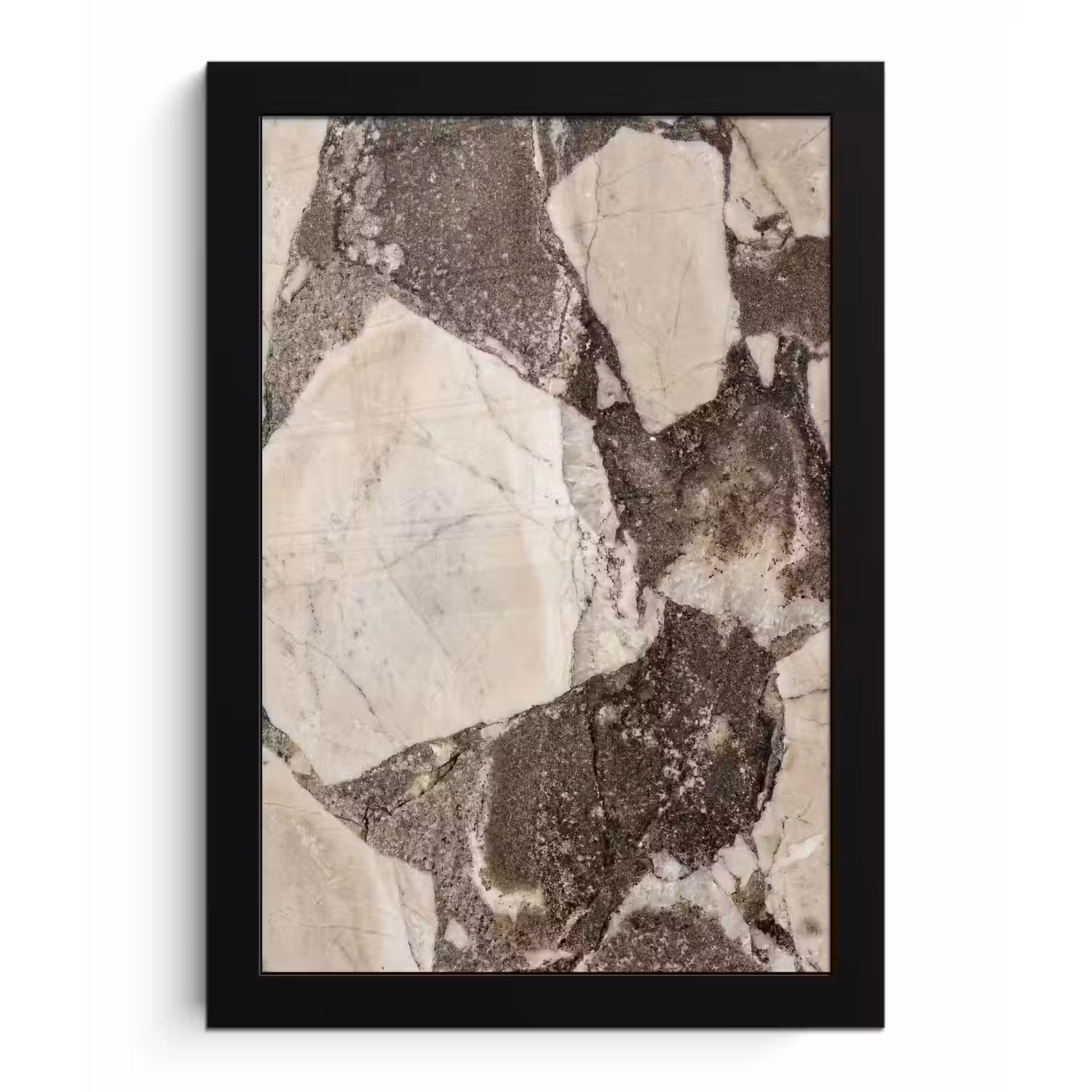 Textuur - Marmer - Abstract - Beige - Bruin fotolijst zwart zonder passe partout klein -3d