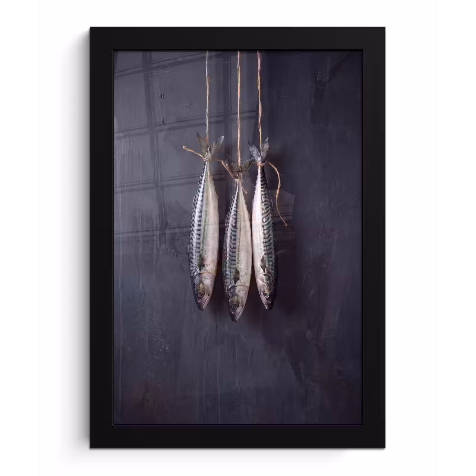 Framed Prints - Three Fish - Rope - Drie vissen - Touw fotolijst zwart zonder passe partout klein