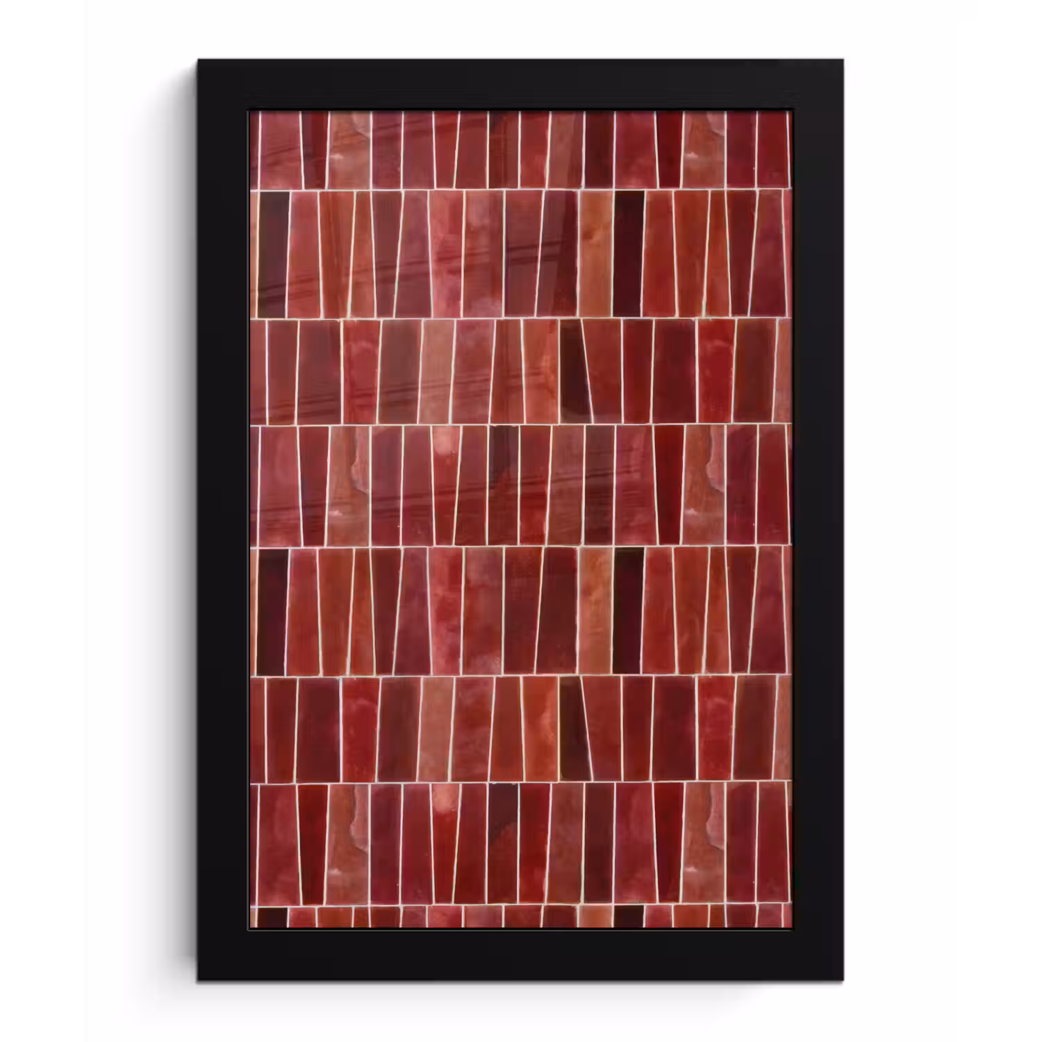 Tegels - Modern - Structuur - Dieprood fotolijst zwart zonder passe partout klein 224 -3d