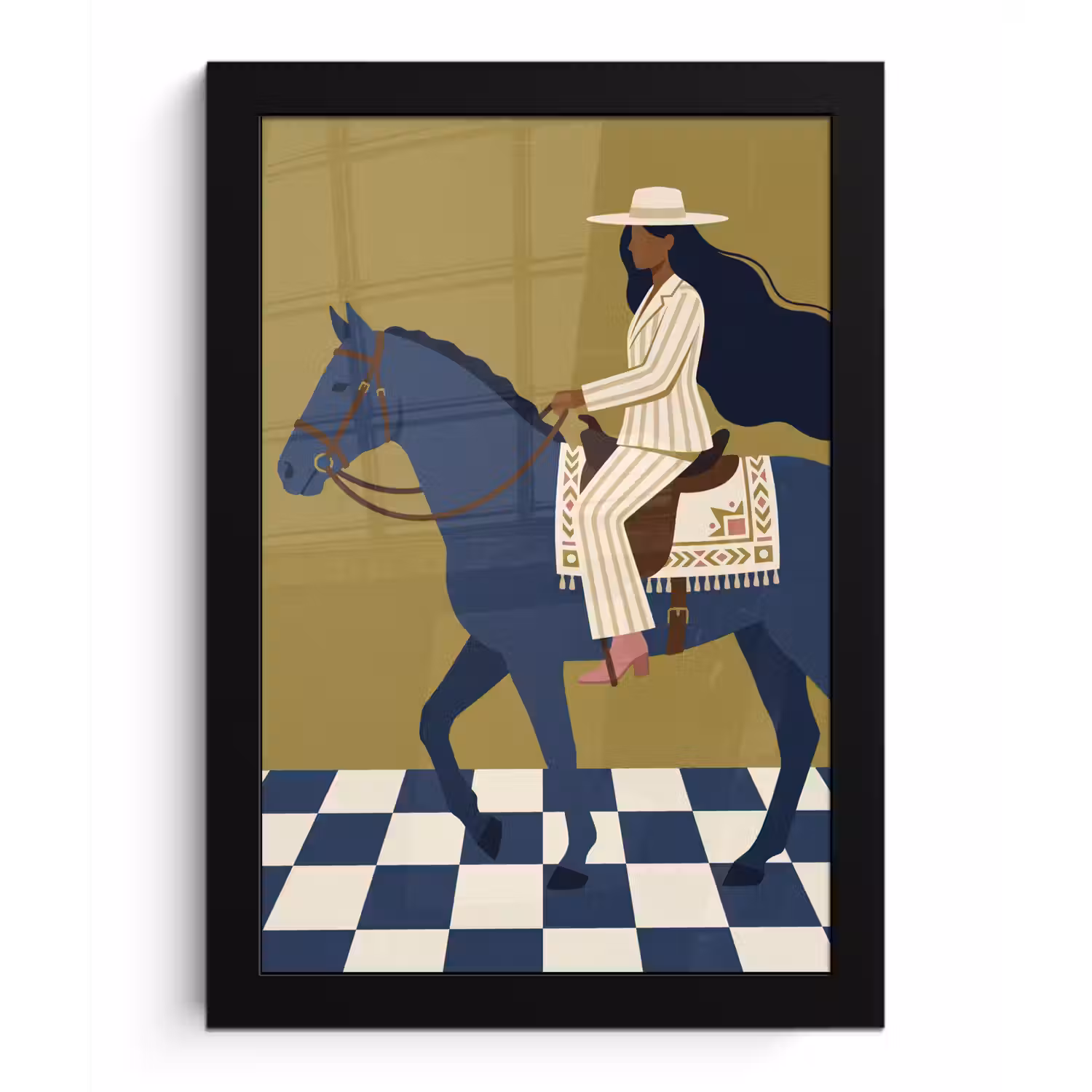 Vrouw - Paard - Rijden - Modern - Abstract fotolijst zwart zonder passe partout klein -3d
