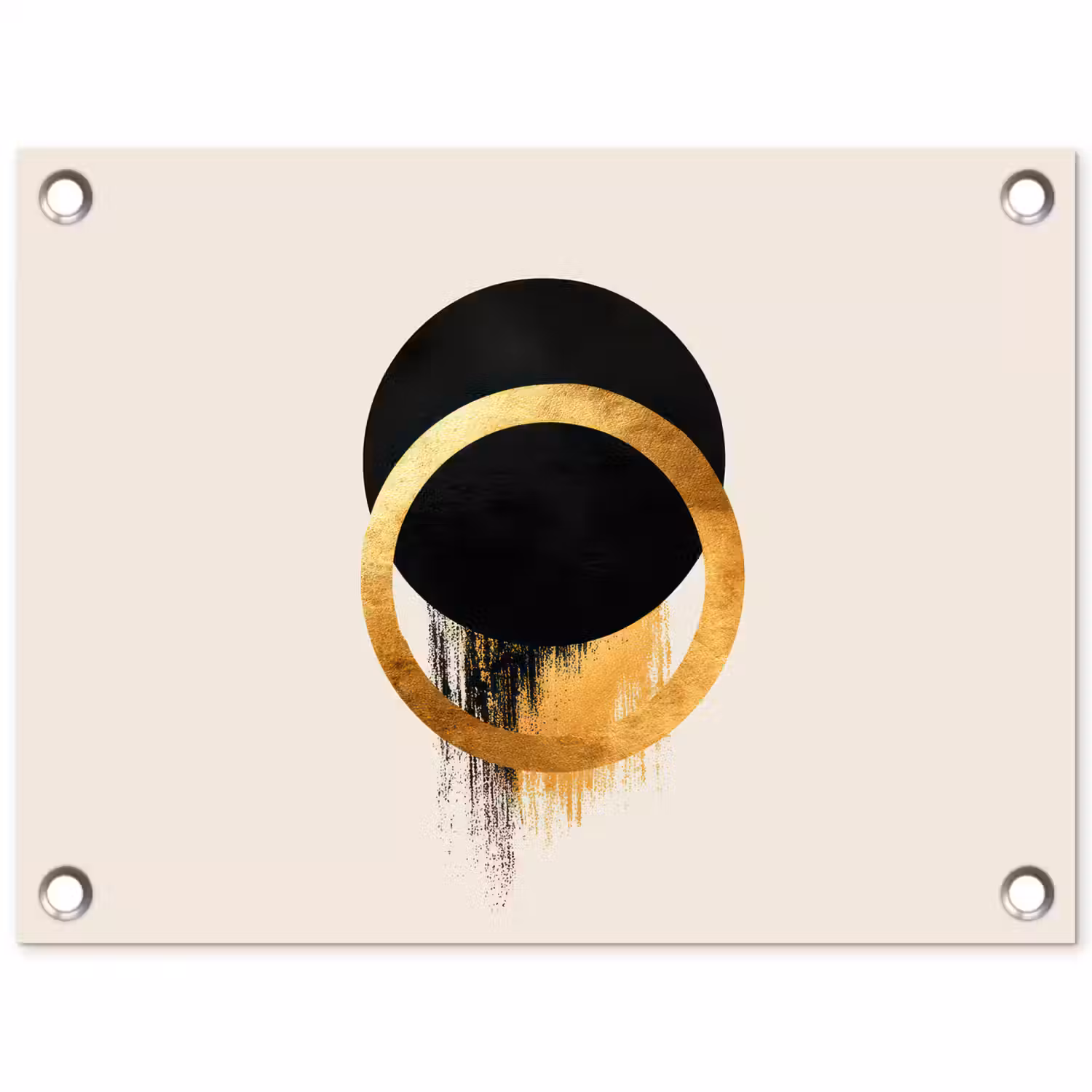 Abstract ontwerp - Zwarte cirkel - Verfvlekken tuinposter los doek klein -3d