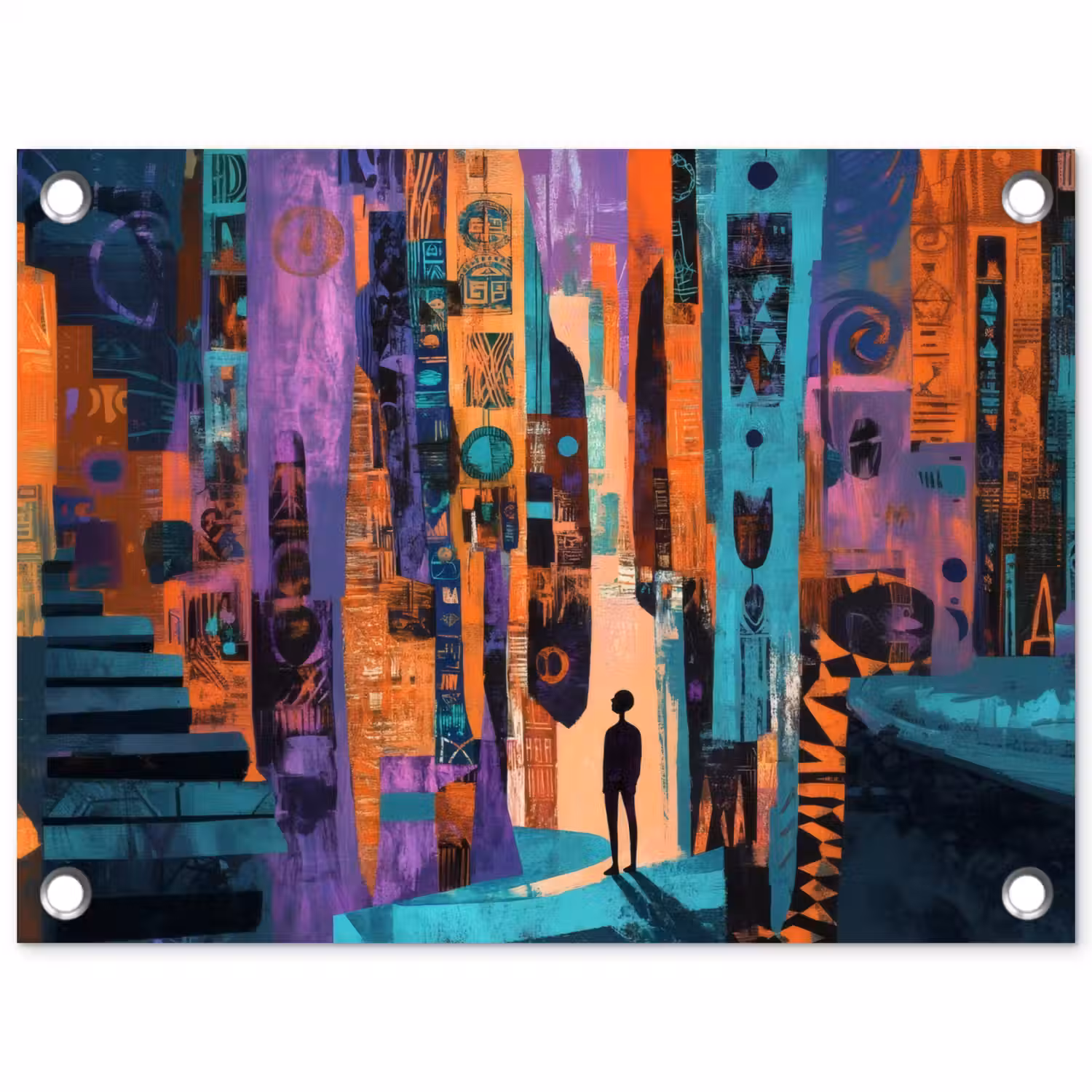 Abstract - Figuren - Kleurrijk tuinposter los doek klein -3d