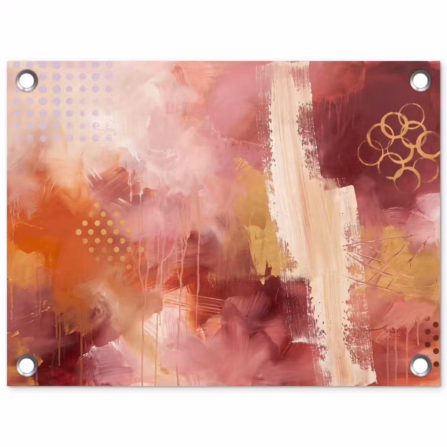 Abstract - Rood - Goud - Modern - Kunst tuinposter los doek klein -3d