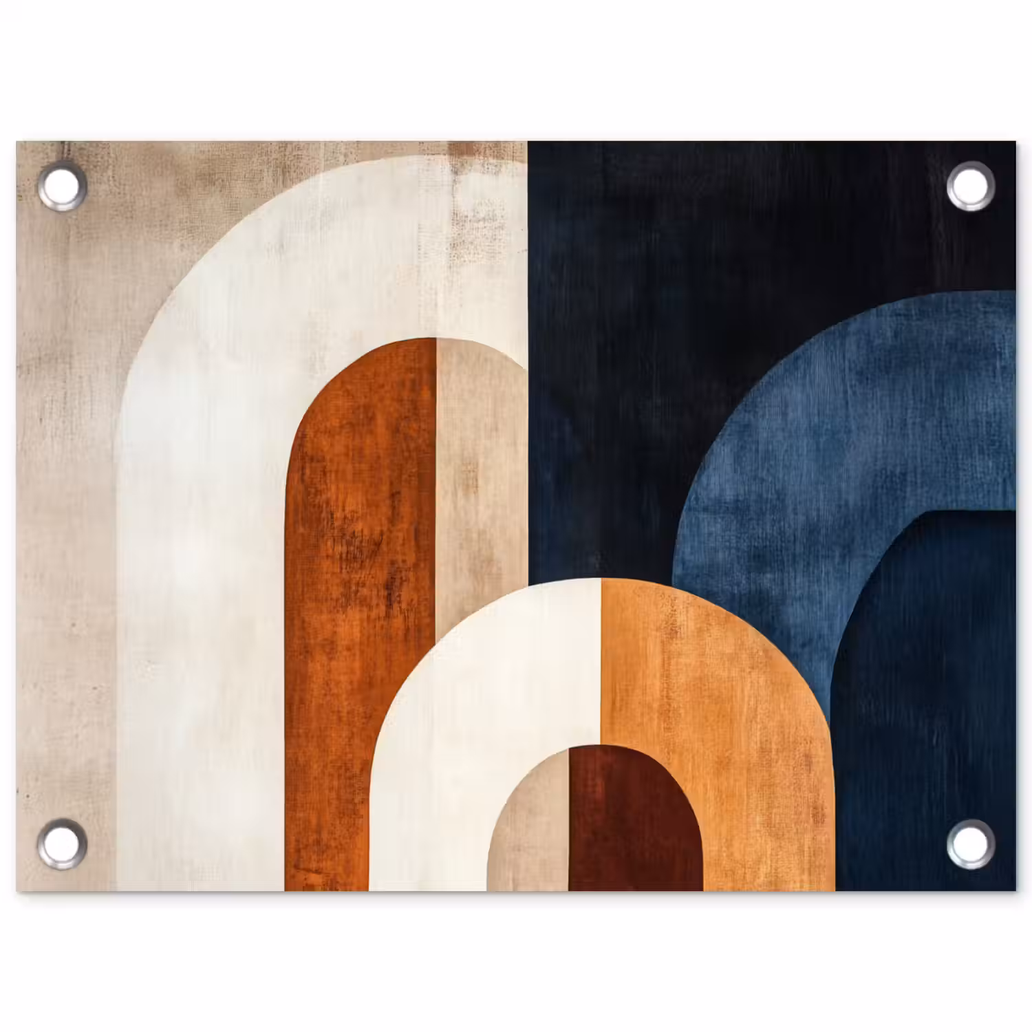 Abstract - Vormen - Donkerblauw tuinposter los doek klein -3d