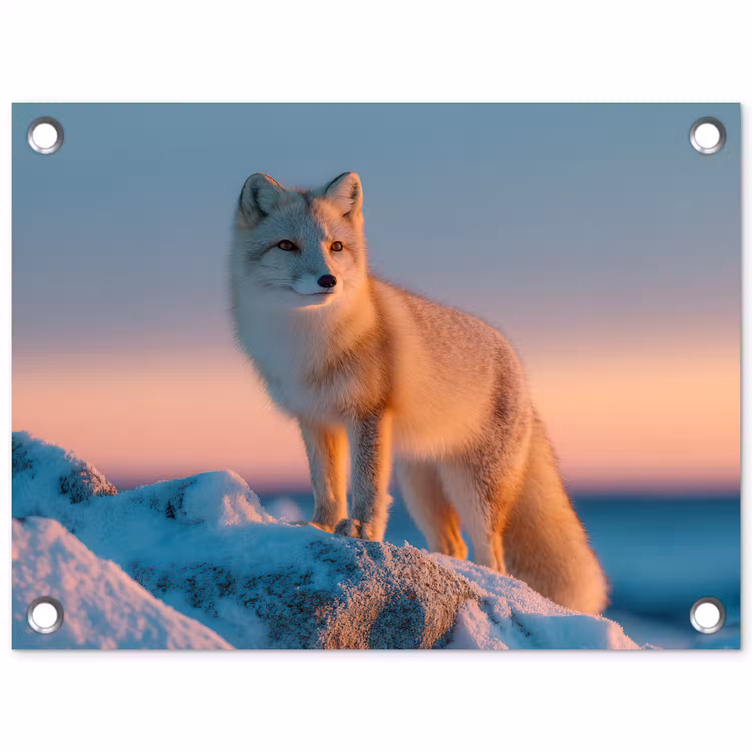 Poolvos - Rots - Sneeuw - Wit tuinposter los doek klein -3d