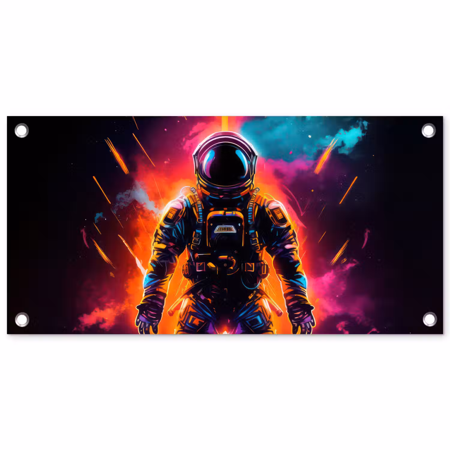 Astronaut - Neon - Gaming - Ruimte tuinposter los doek klein -3d