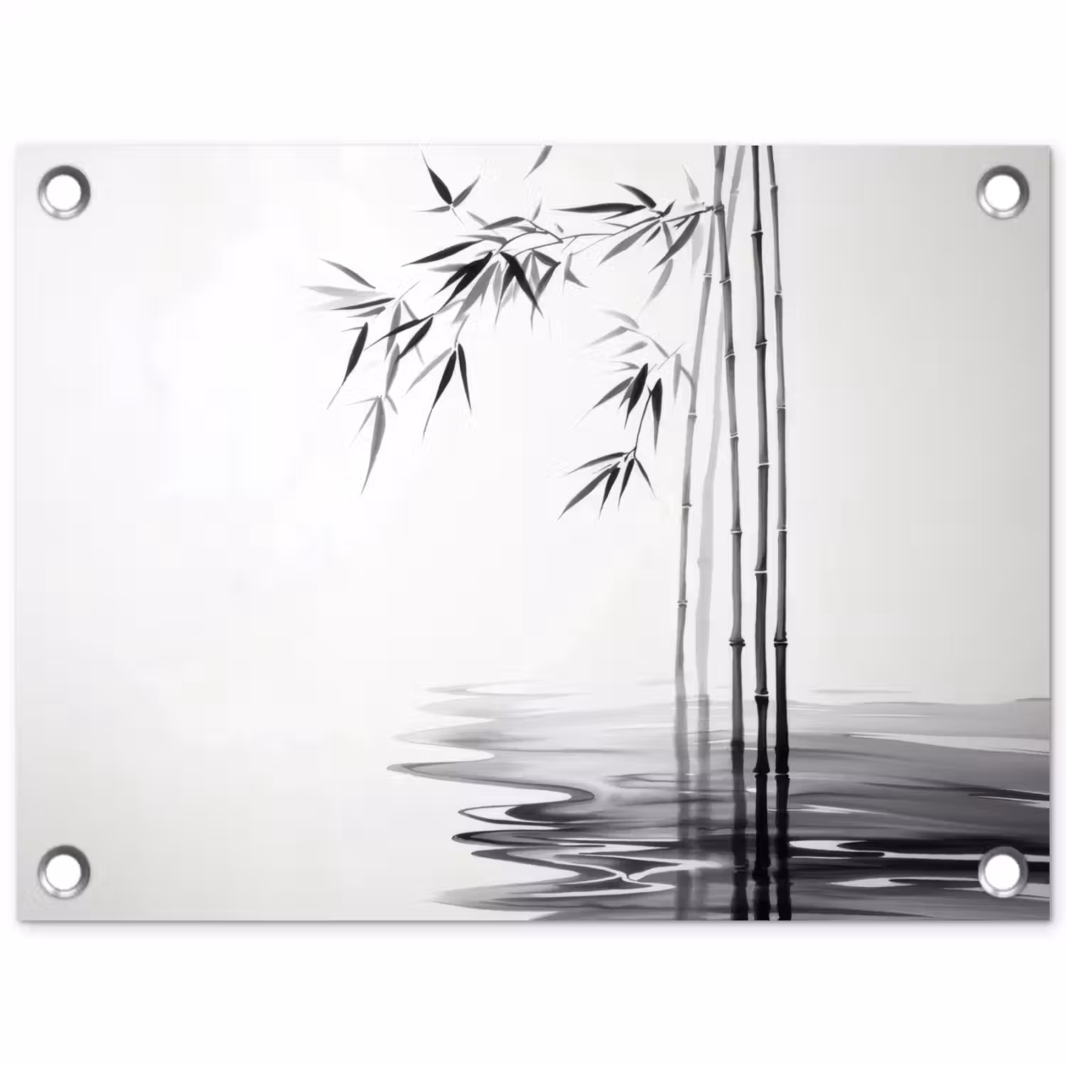 Bamboestammen - Water - Minimalistisch - Wit tuinposter los doek klein -3d
