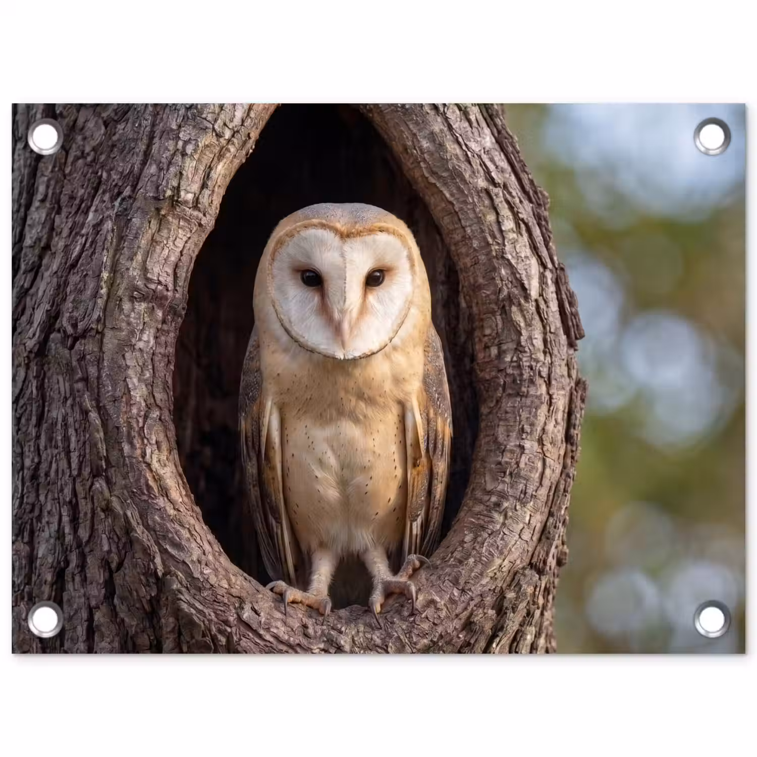 Kerkuil - Boom - Natuur - Bruin tuinposter los doek klein -3d