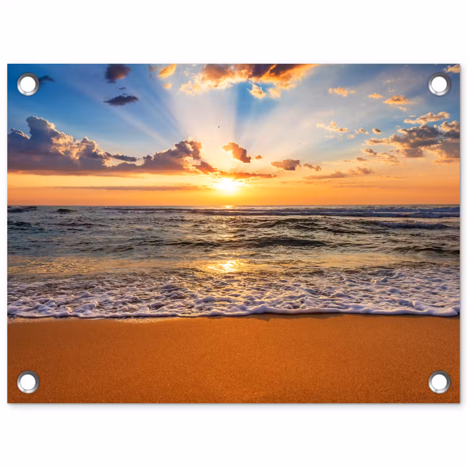 Strand - Zonsondergang - Zee - Wolken - Horizon tuinposter los doek klein -3d