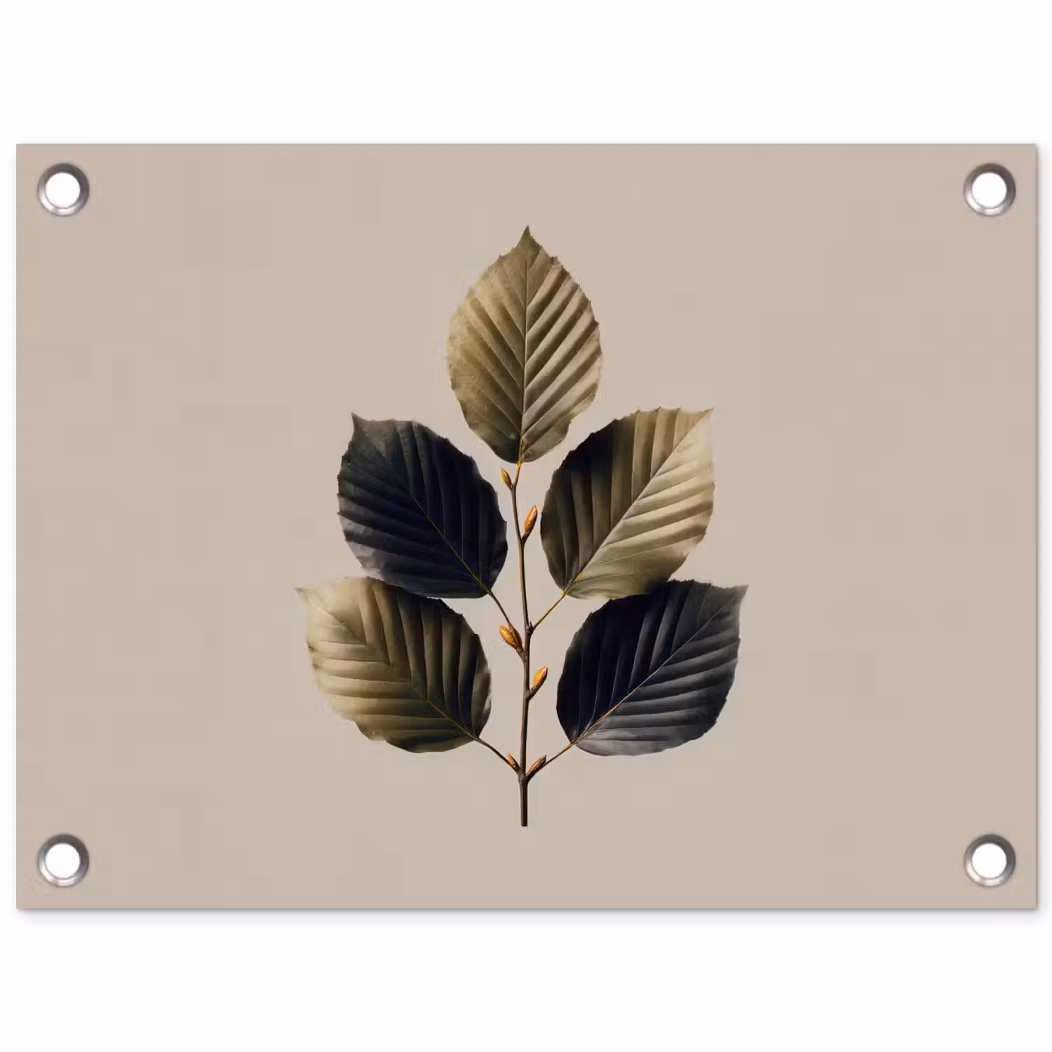 Beukenbladeren - Bruin - Groen - neutraal tuinposter los doek klein -3d