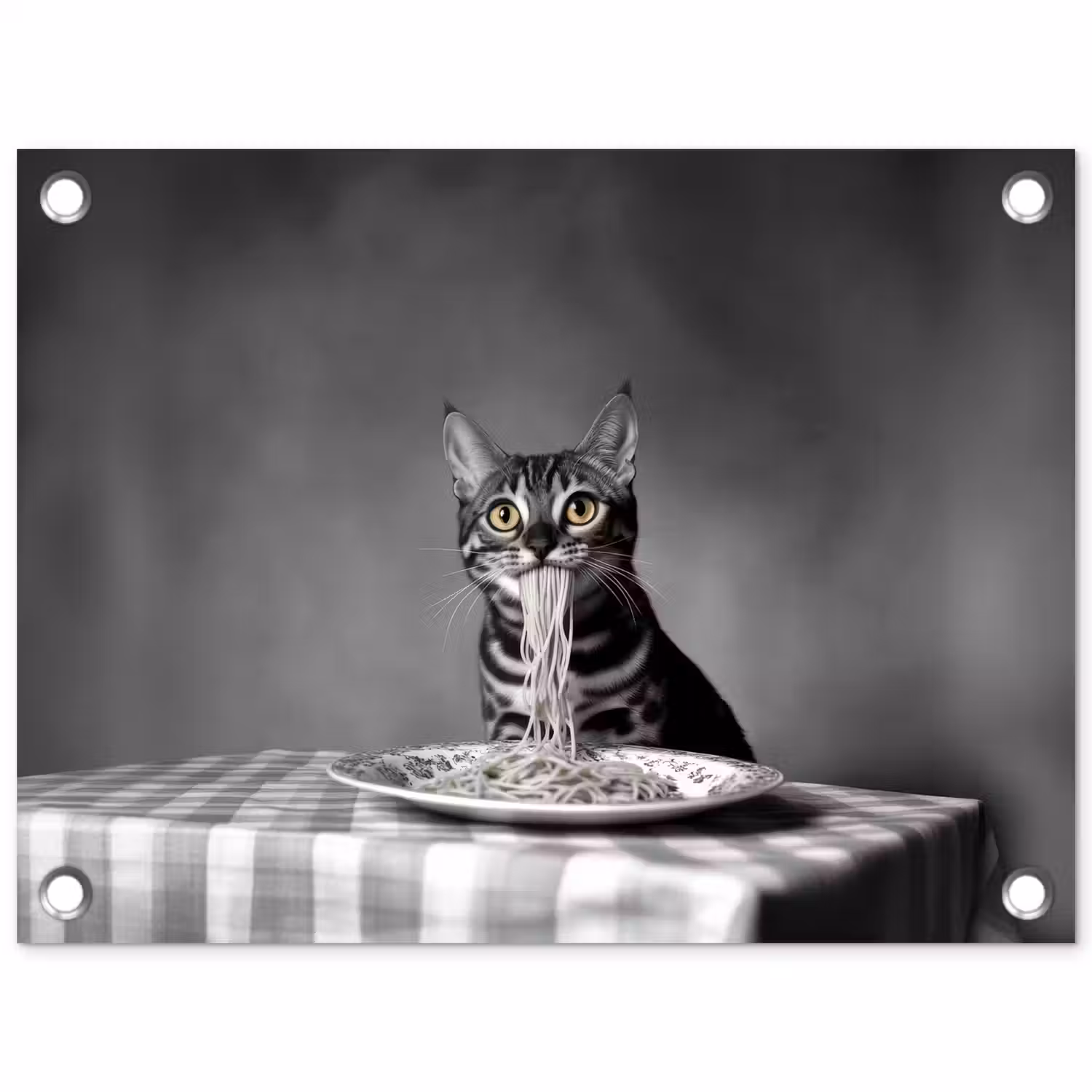 Bengaal - Kat - Tafelkleed - Zwart - Wit - Dier tuinposter los doek klein -3d