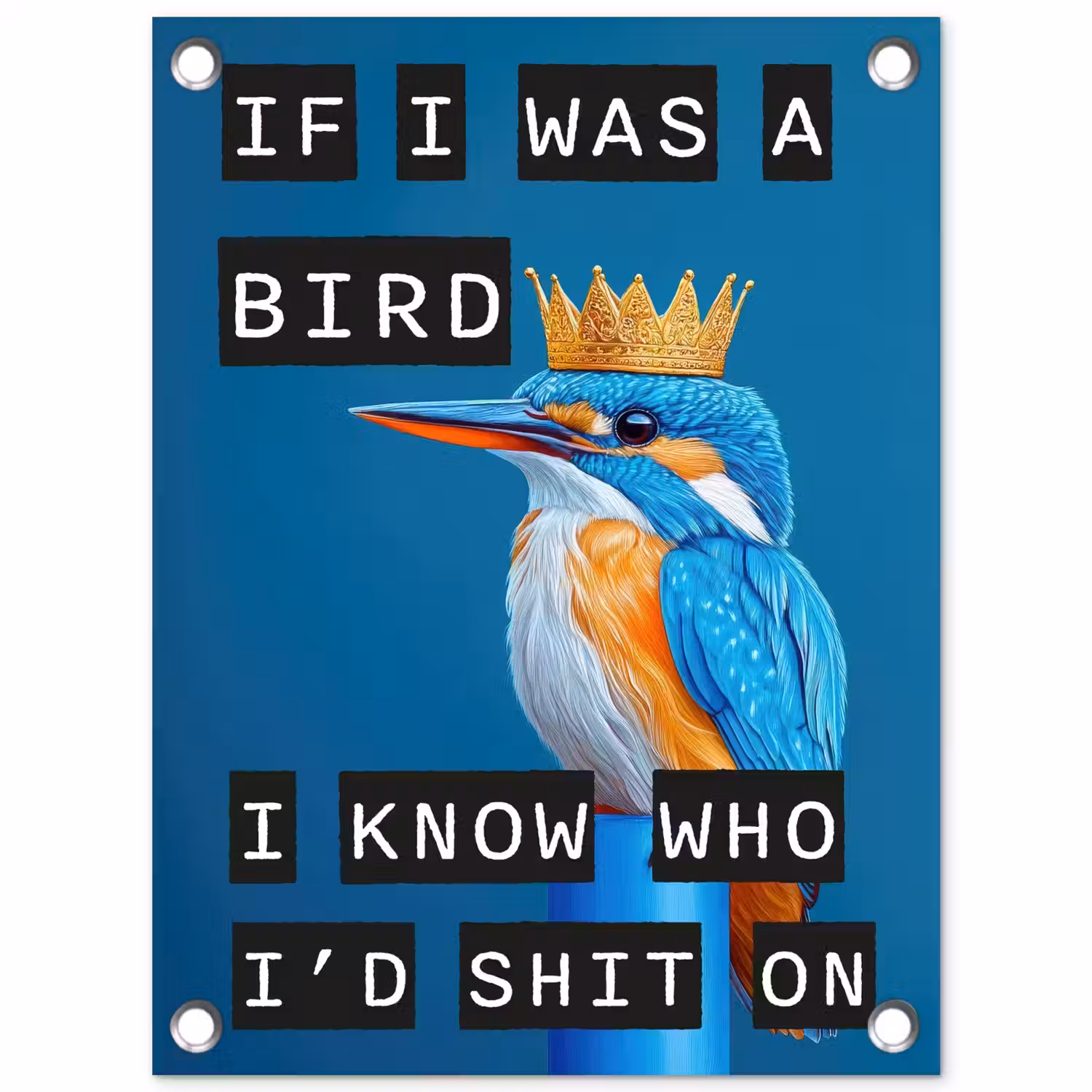 Vogel - Decoratie - Ijsvogel - Blauw tuinposter los doek klein -3d