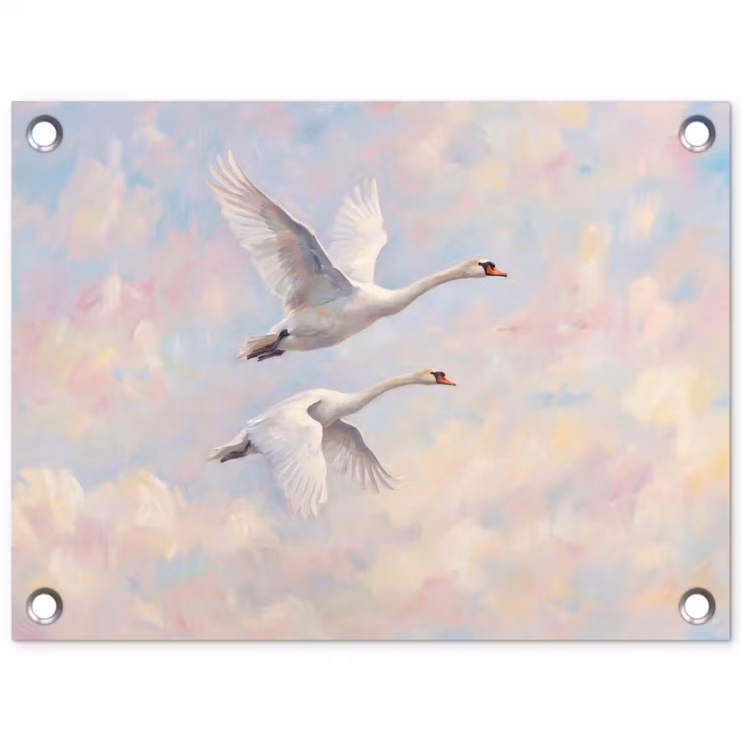 Vogel - Vliegend - Lucht - Modern - Pastel tuinposter los doek klein -3d