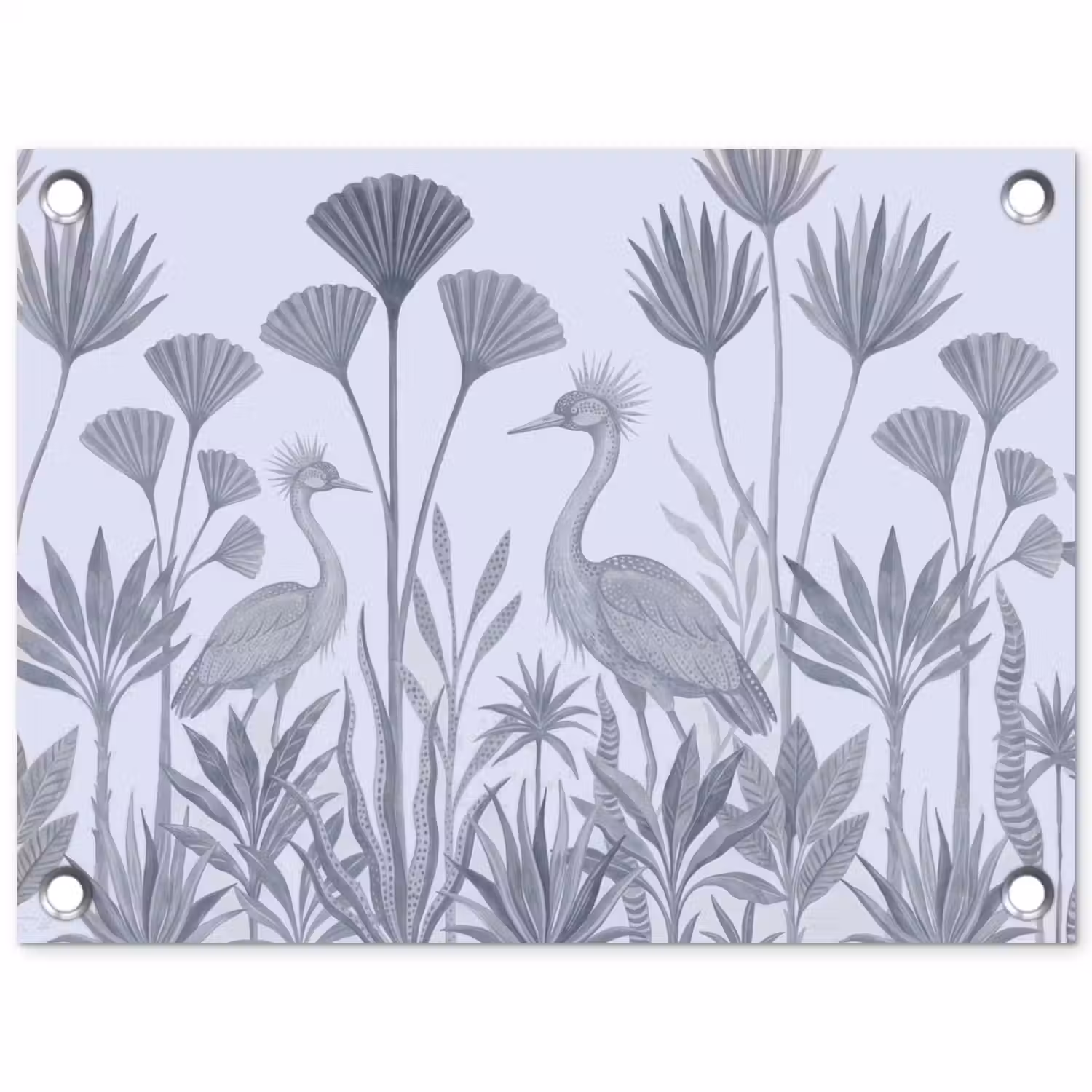 Vogel - Tropisch - Illustratie - Blauwgrijs - Natuur tuinposter los doek klein -3d