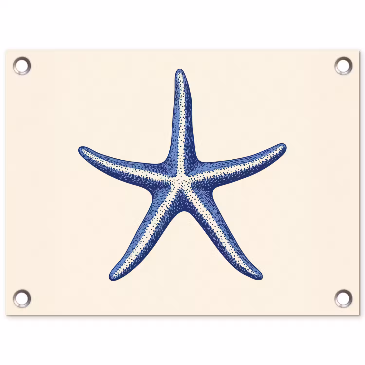 Blauwe zeester - Minimalistisch - Beige tuinposter los doek klein -3d