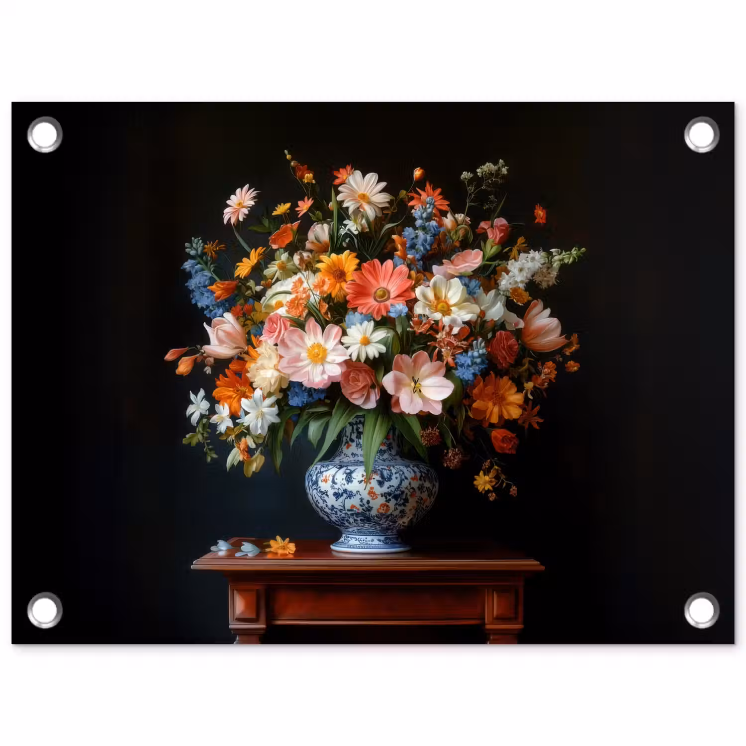 Boeket - Roze - Bloemen - Vaas tuinposter los doek klein -3d
