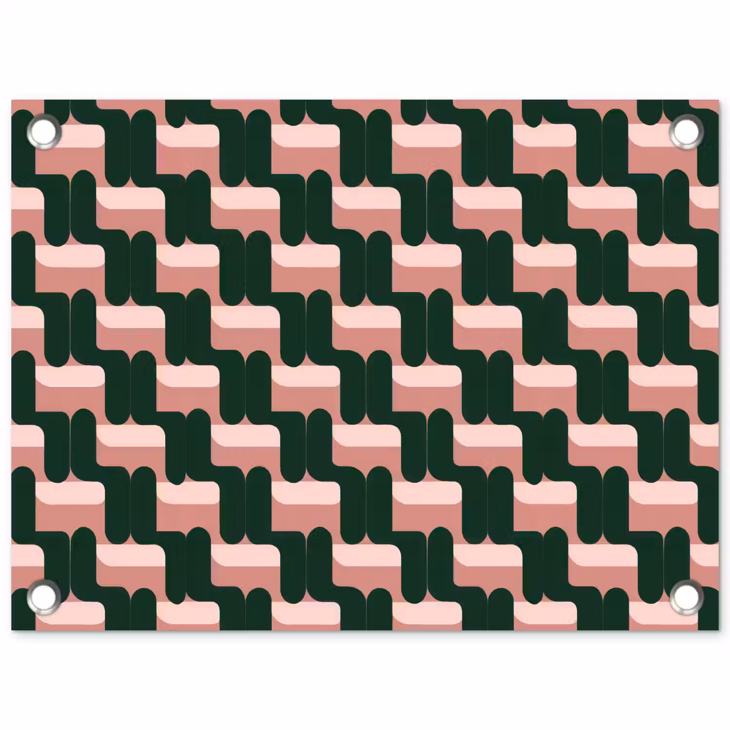 Vlechtpatroon - Groen - Roze - Geometrisch tuinposter los doek klein 239 -3d
