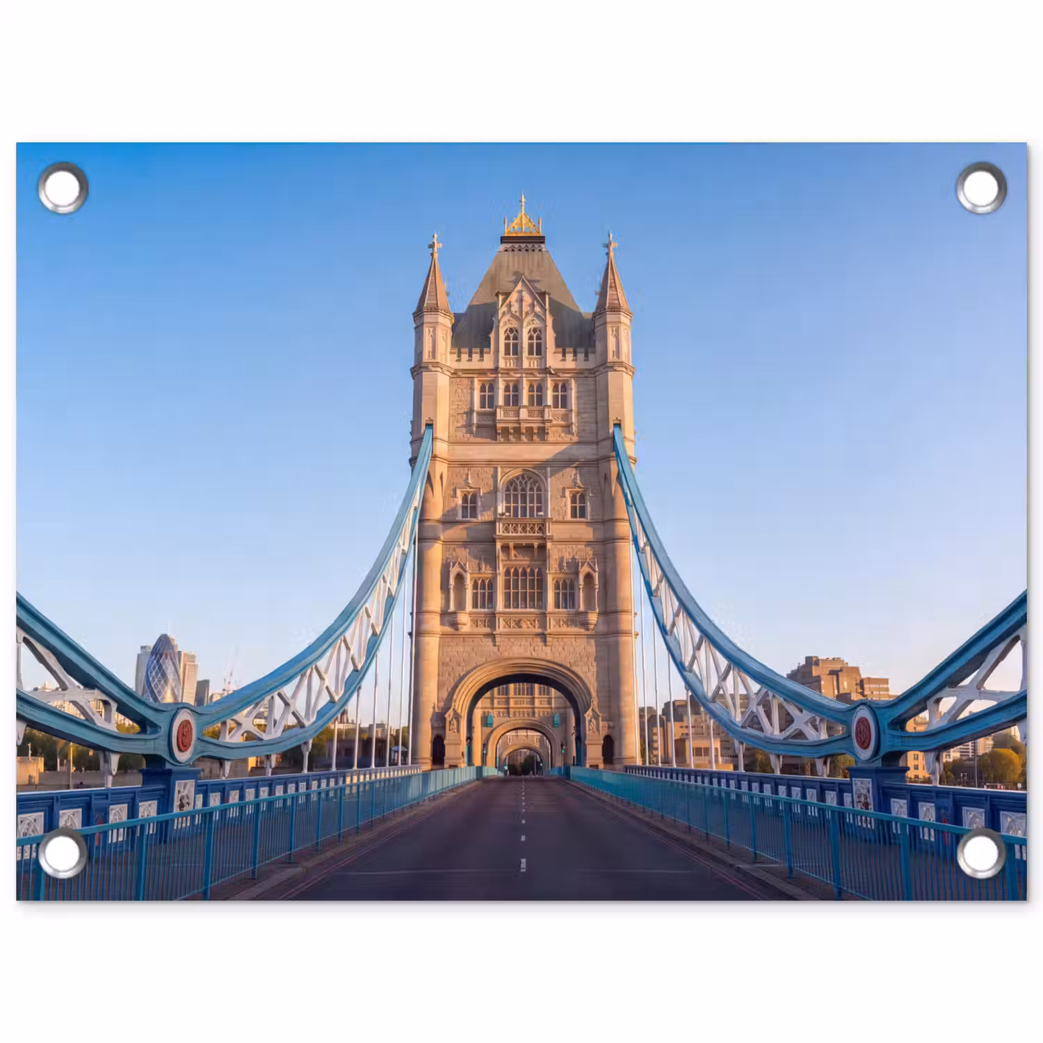 Brug - Toren - Architectuur - Klassiek - Blauw tuinposter los doek klein -3d