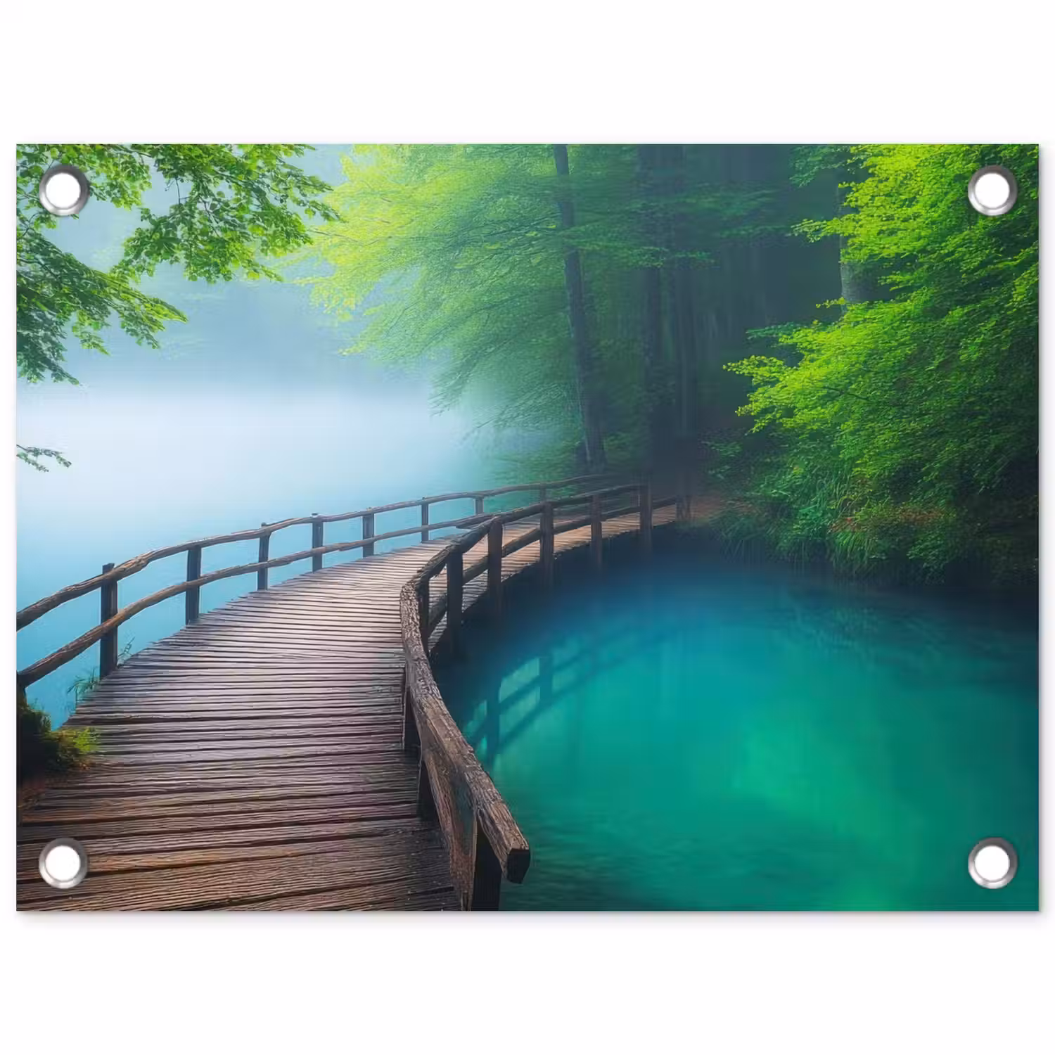Brug - Water - Rivier - Bos tuinposter los doek klein -3d