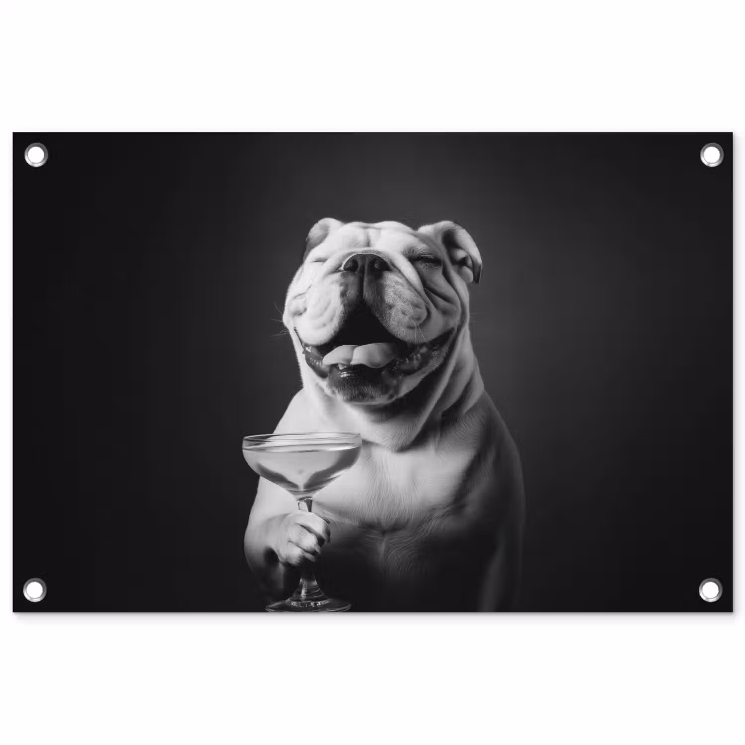 Buldog - Hond - Glas tuinposter los doek klein -3d