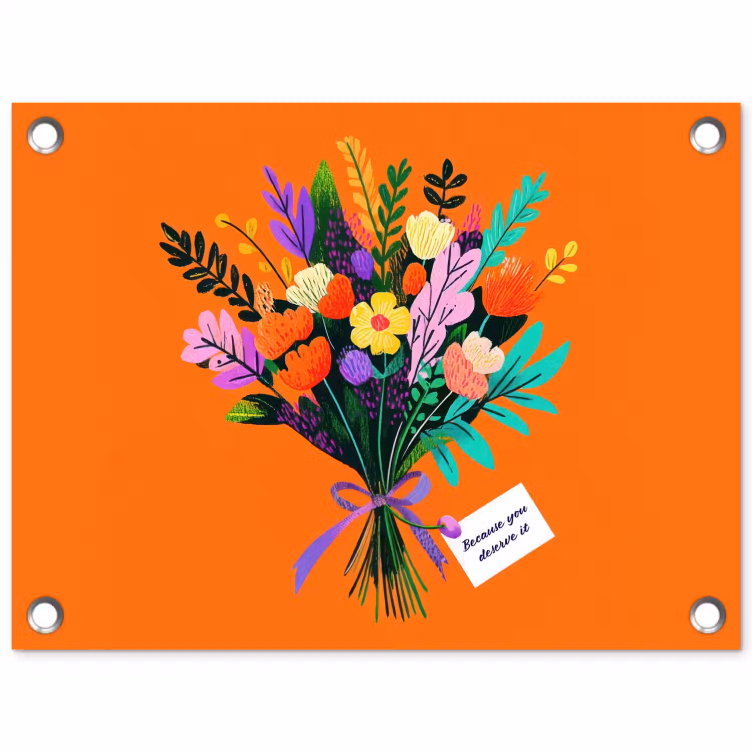 Kaartje - Boeket - Bloemen tuinposter los doek klein -3d