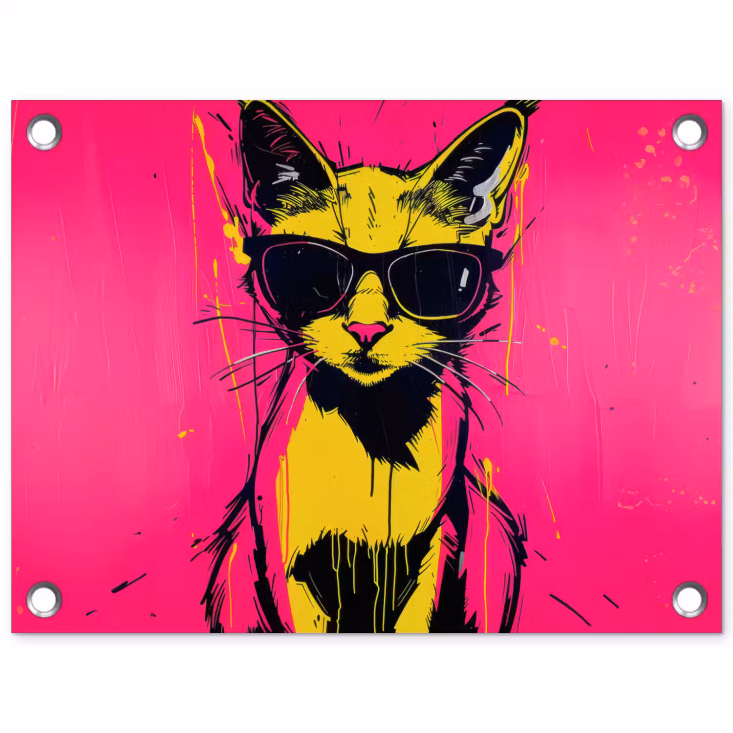 Kat - Art - Zonnebril - Roze tuinposter los doek klein -3d