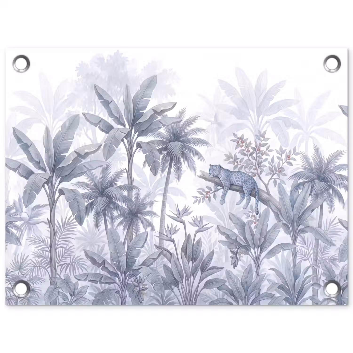 Kat - Tropisch bos - Modern - Grijs tuinposter los doek klein -3d