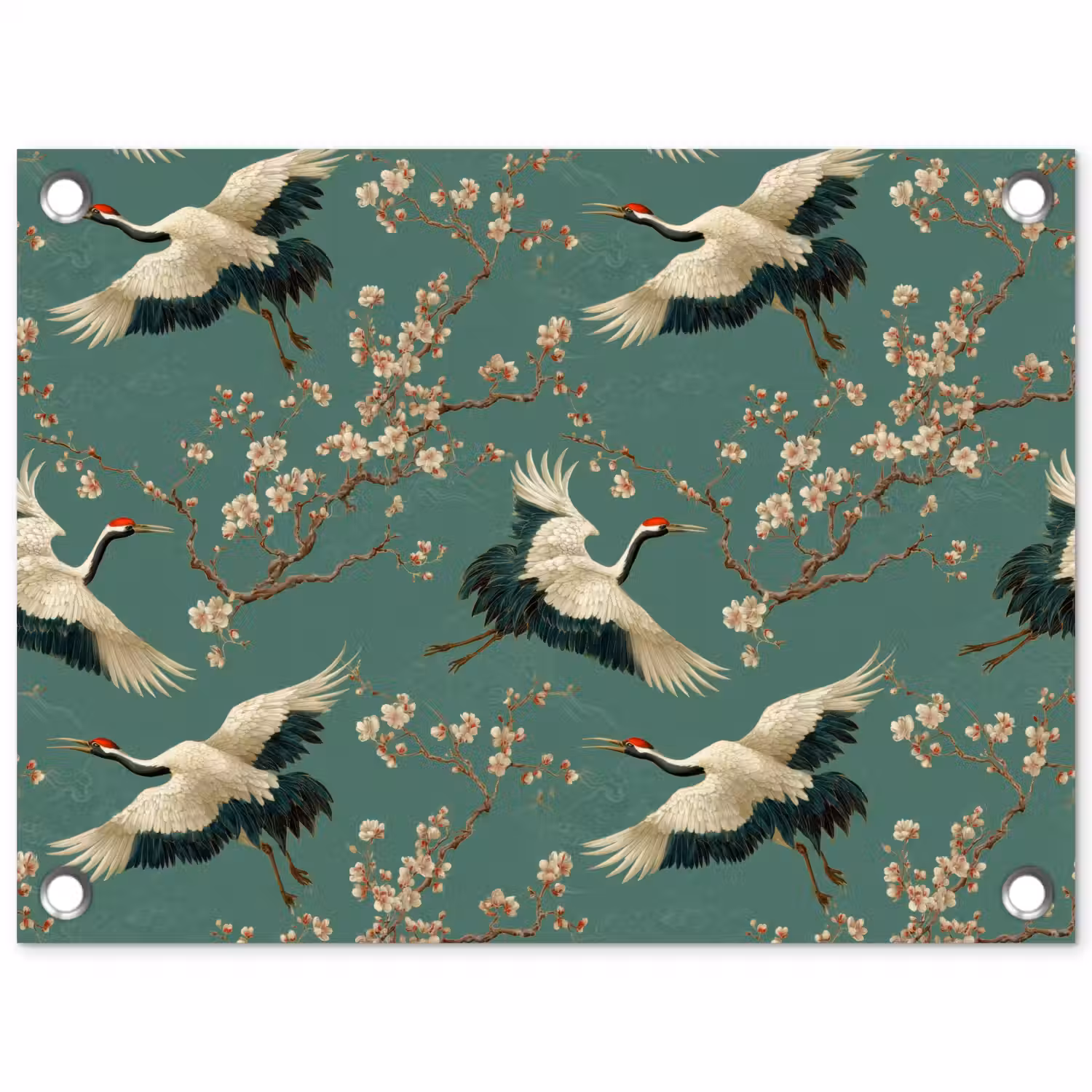 Kersenbloesem - Kraamvogels - Groen tuinposter los doek klein 239 -3d