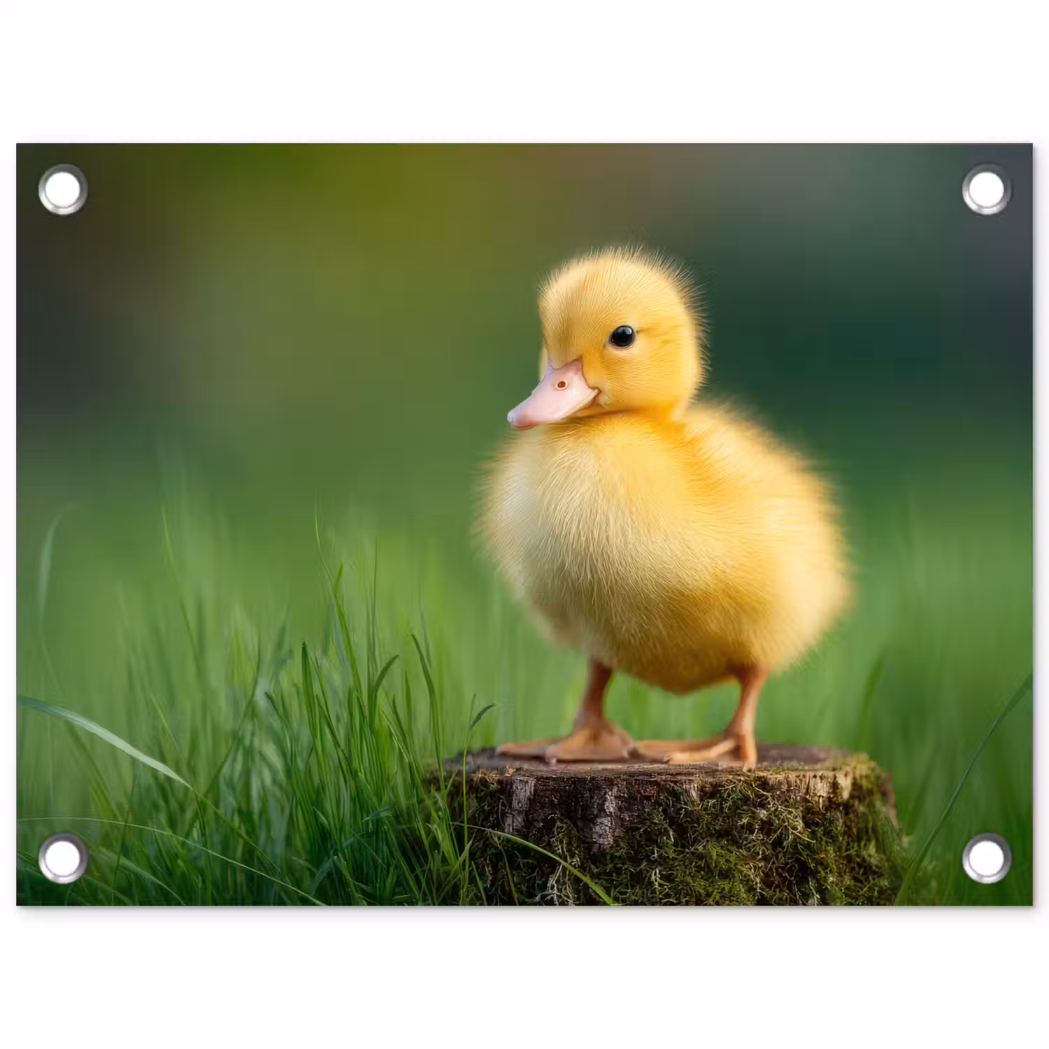 Kuiken - Eend - Geel - Gras tuinposter los doek klein -3d