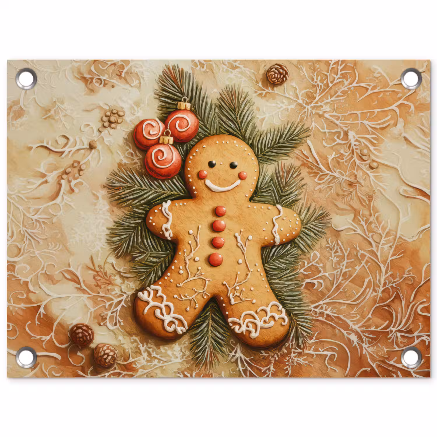 Kerstmis - Koekje - Poppetje - Speculaas tuinposter los doek klein -3d