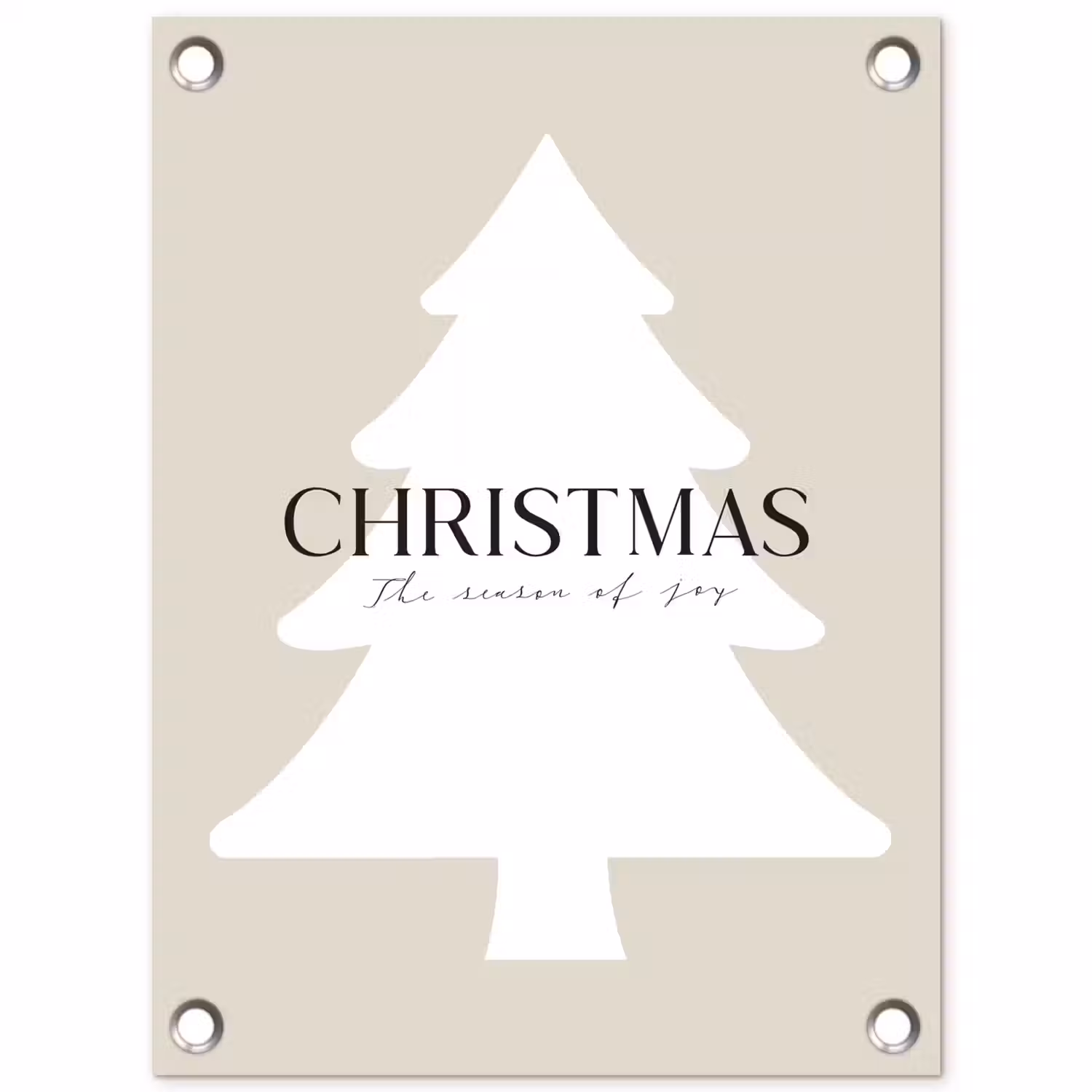 Kerstboom - Japandi - Christmas - Beige tuinposter los doek klein -3d