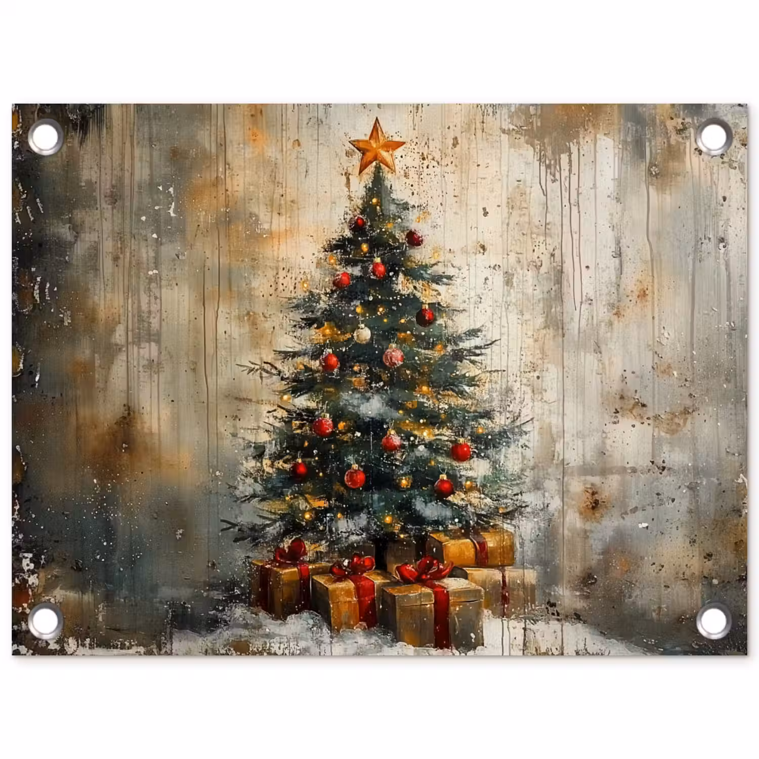 Kerstboom - Vintage - Kerst - Cadeau tuinposter los doek klein -3d