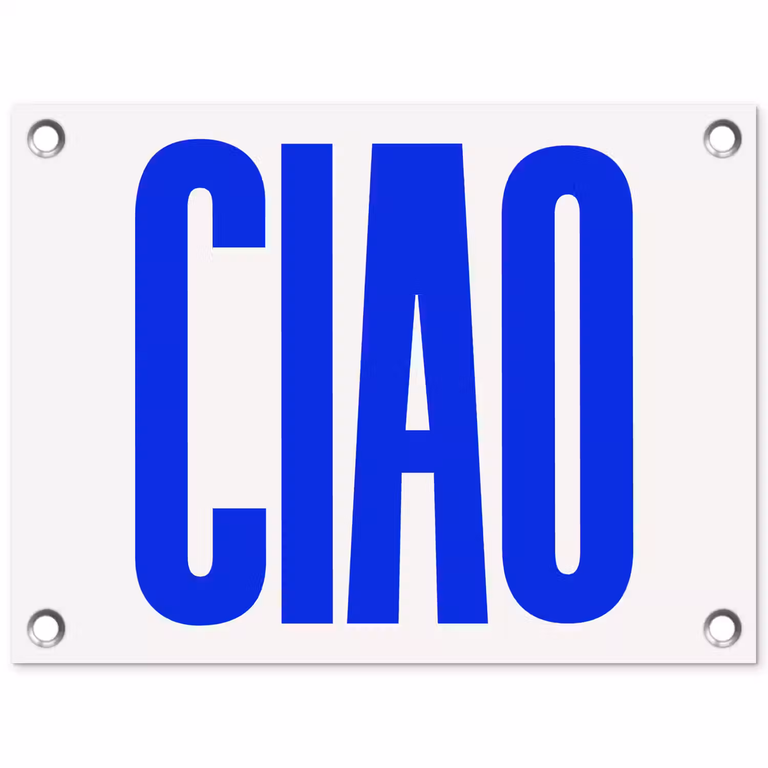Ciao - Hoofdletters - Blauw - Minimalistisch tuinposter los doek klein -3d