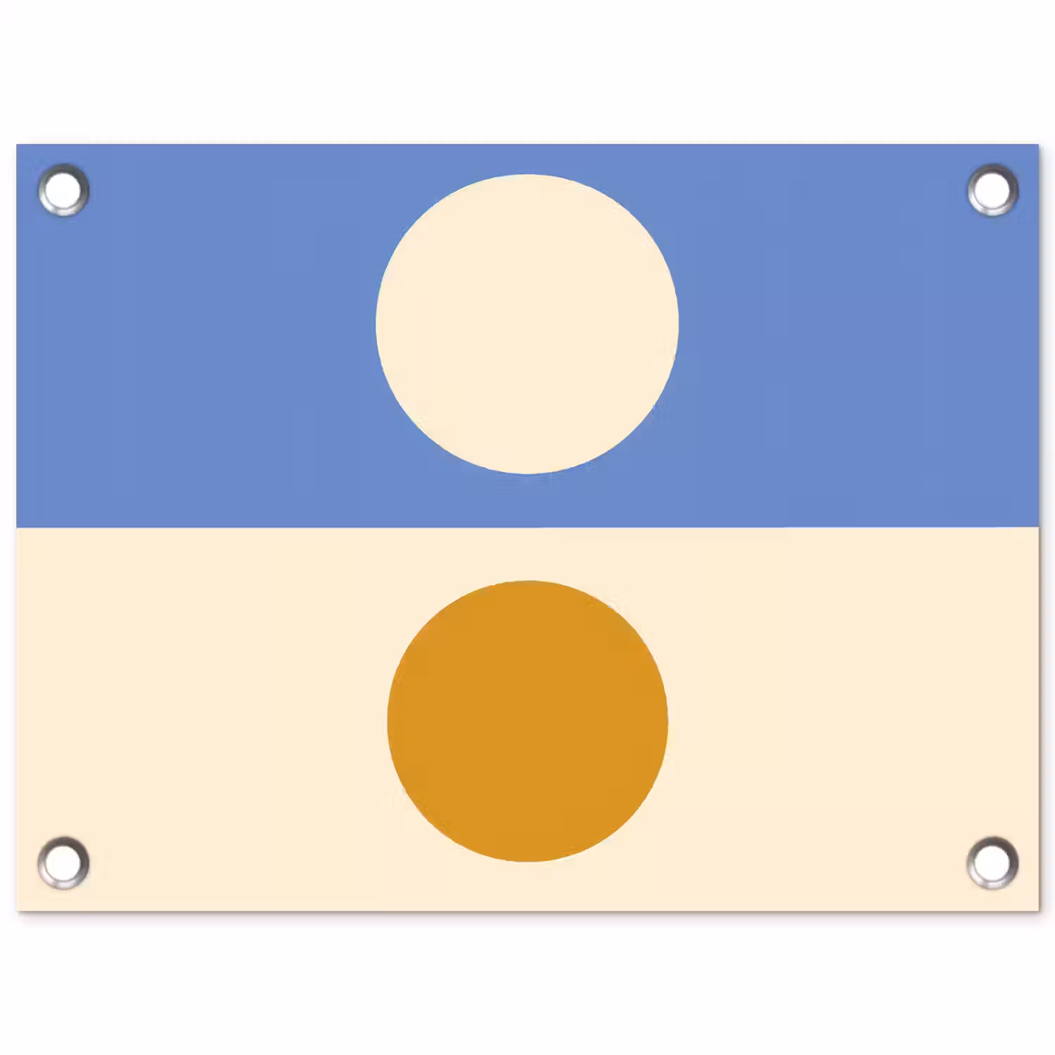 Cirkels - Symmetrisch - Wit - Blauw- Geel tuinposter los doek klein -3d