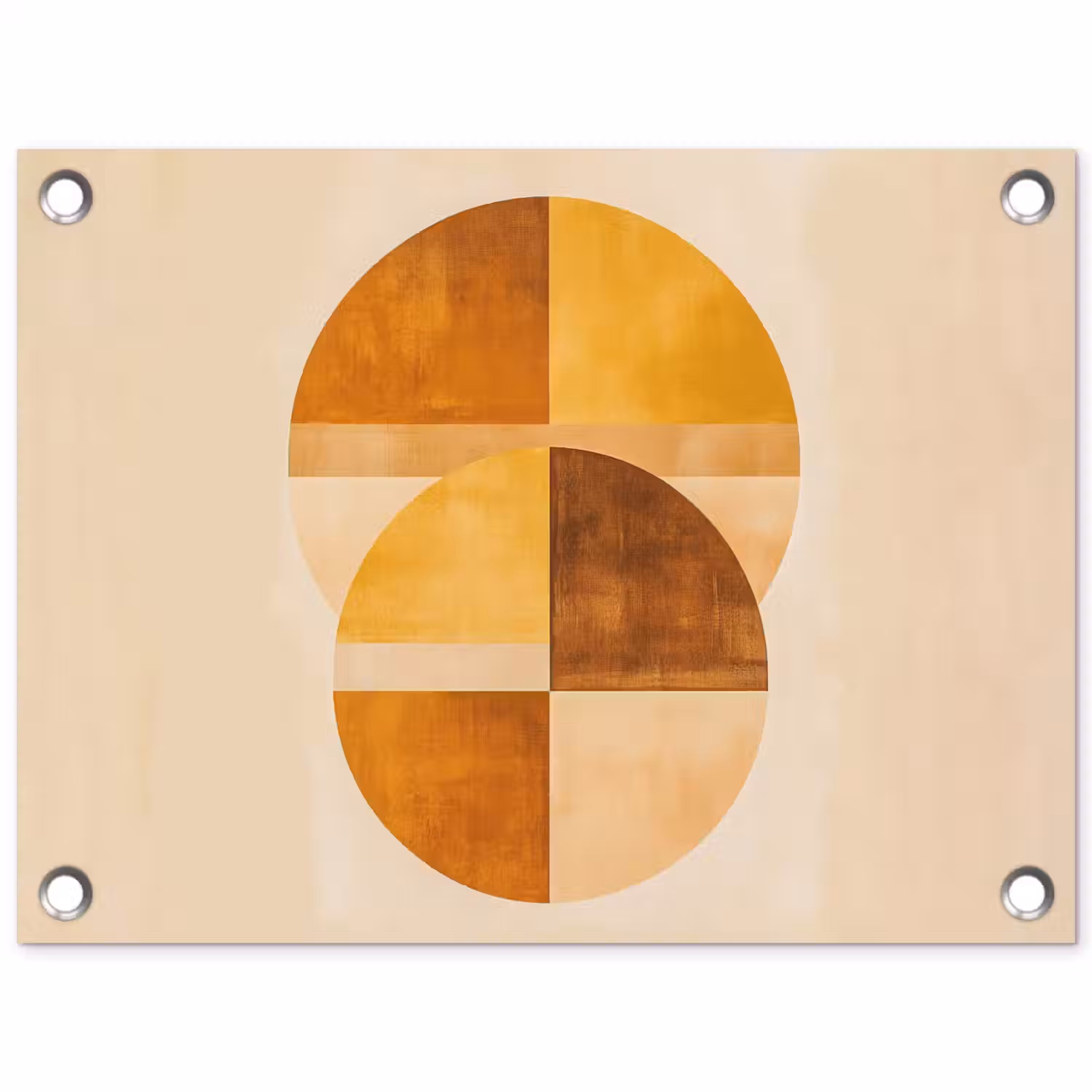 Cirkels - Geel - Minimalistisch tuinposter los doek klein -3d