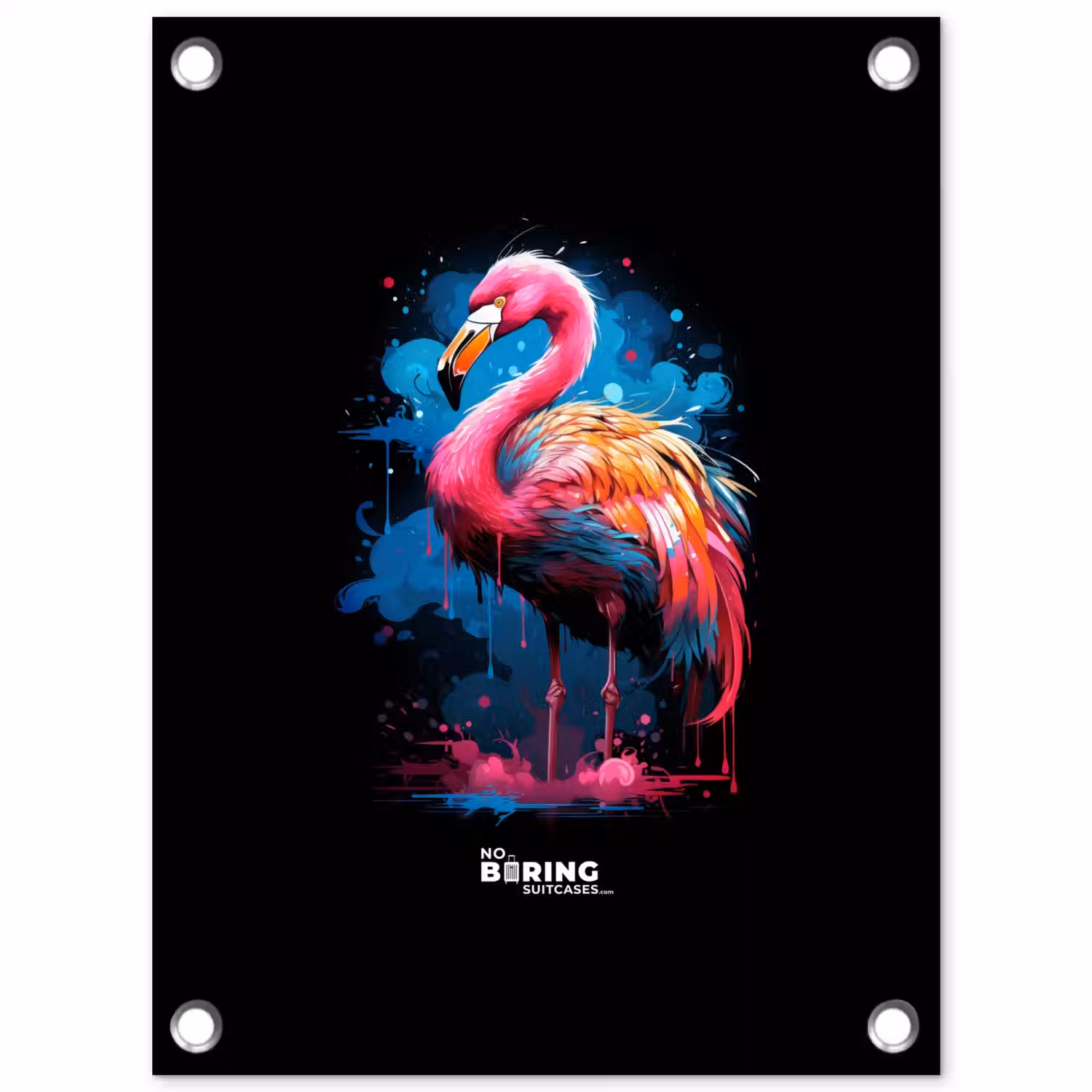 Gekleurde flamingo voor een verfexplosie tuinposter los doek klein -3d