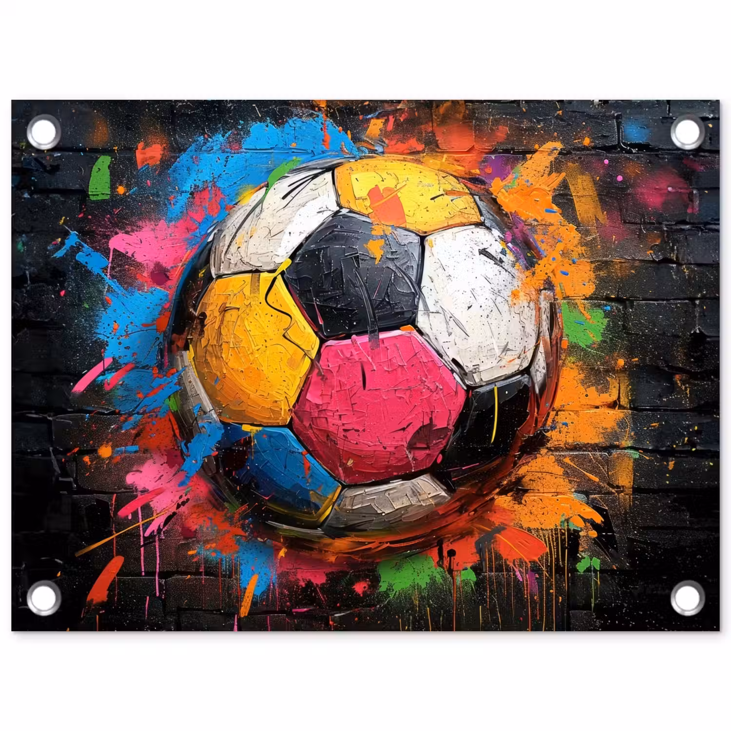 Kleurrijke Voetbal tuinposter los doek klein -3d