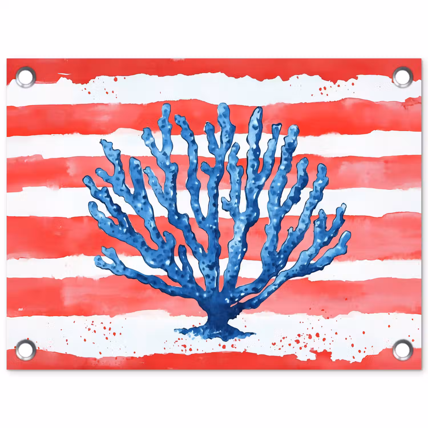Koraal - Verfstructuur - Rood - Blauw tuinposter los doek klein -3d