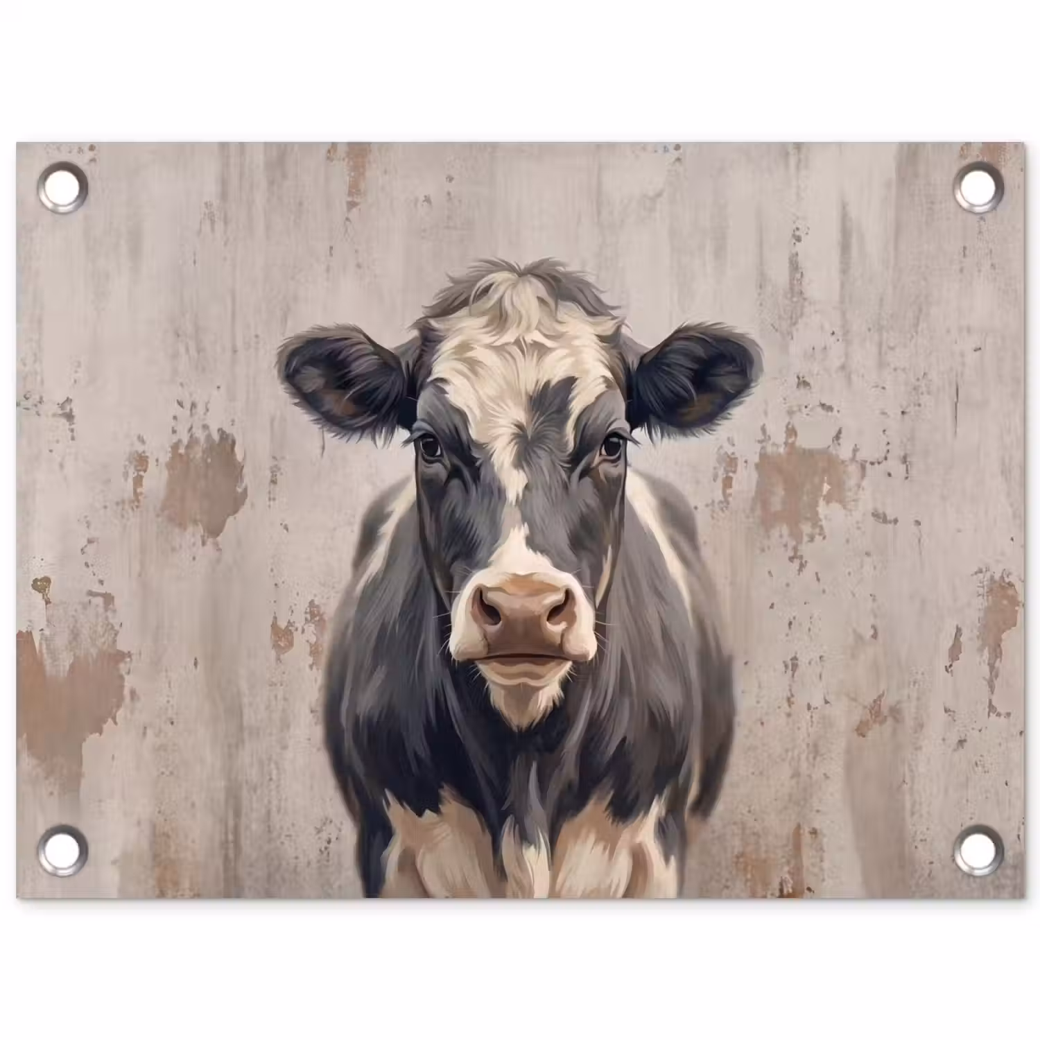 Koe - Portret - Dieren - Modern tuinposter los doek klein -3d