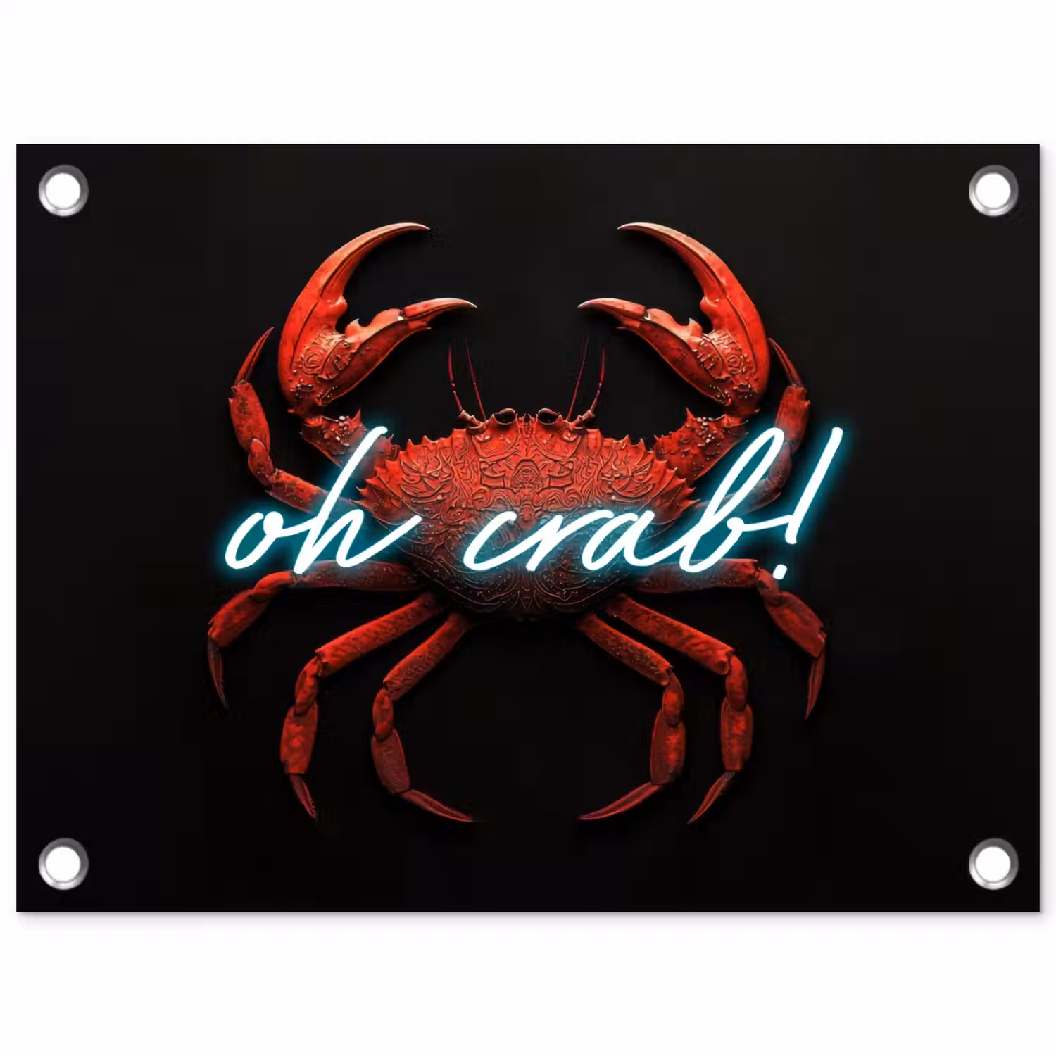 Krab - Rood - Neon - Quote tuinposter los doek klein -3d