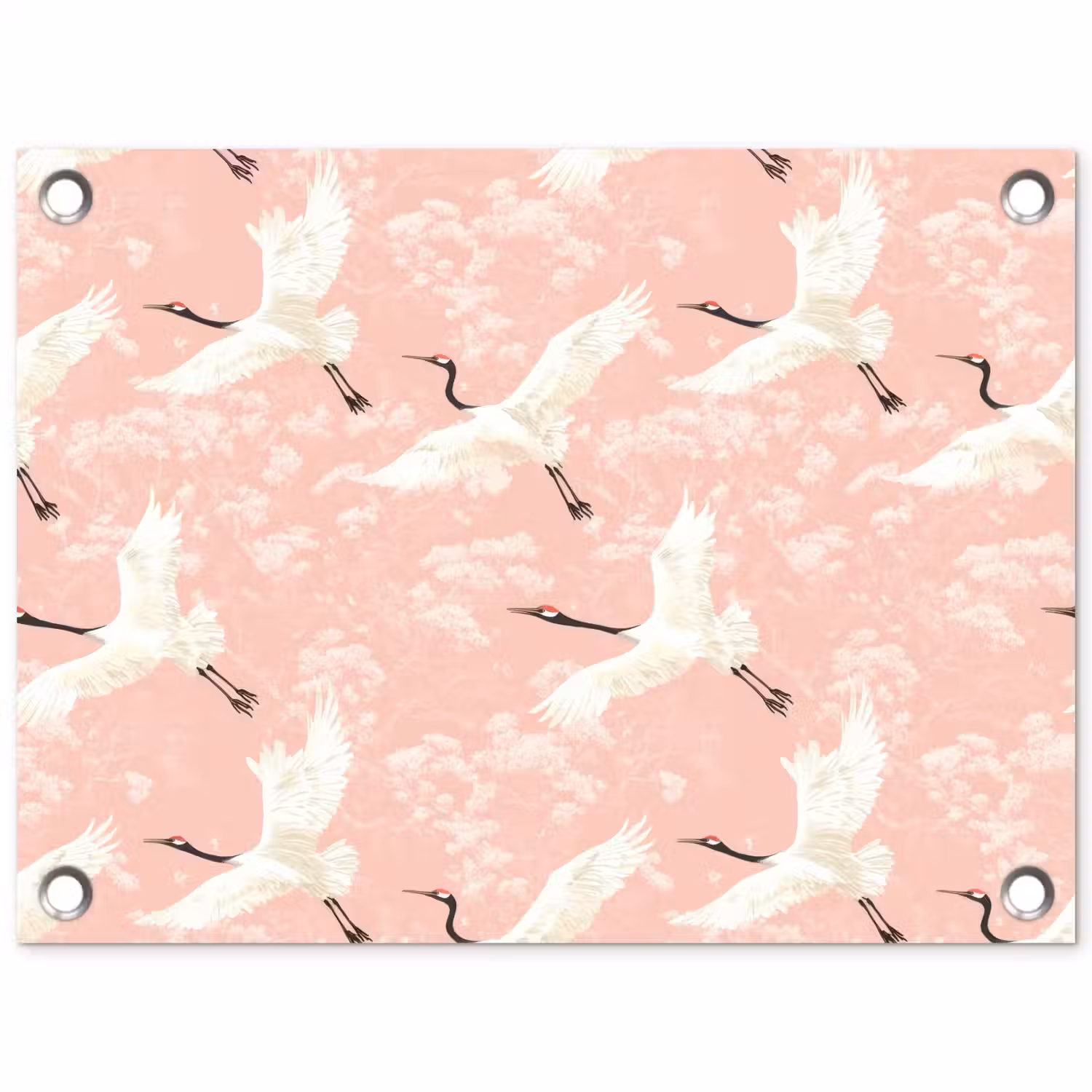 Kraanvogels - Bloesem - Roze tuinposter los doek klein 239 -3d