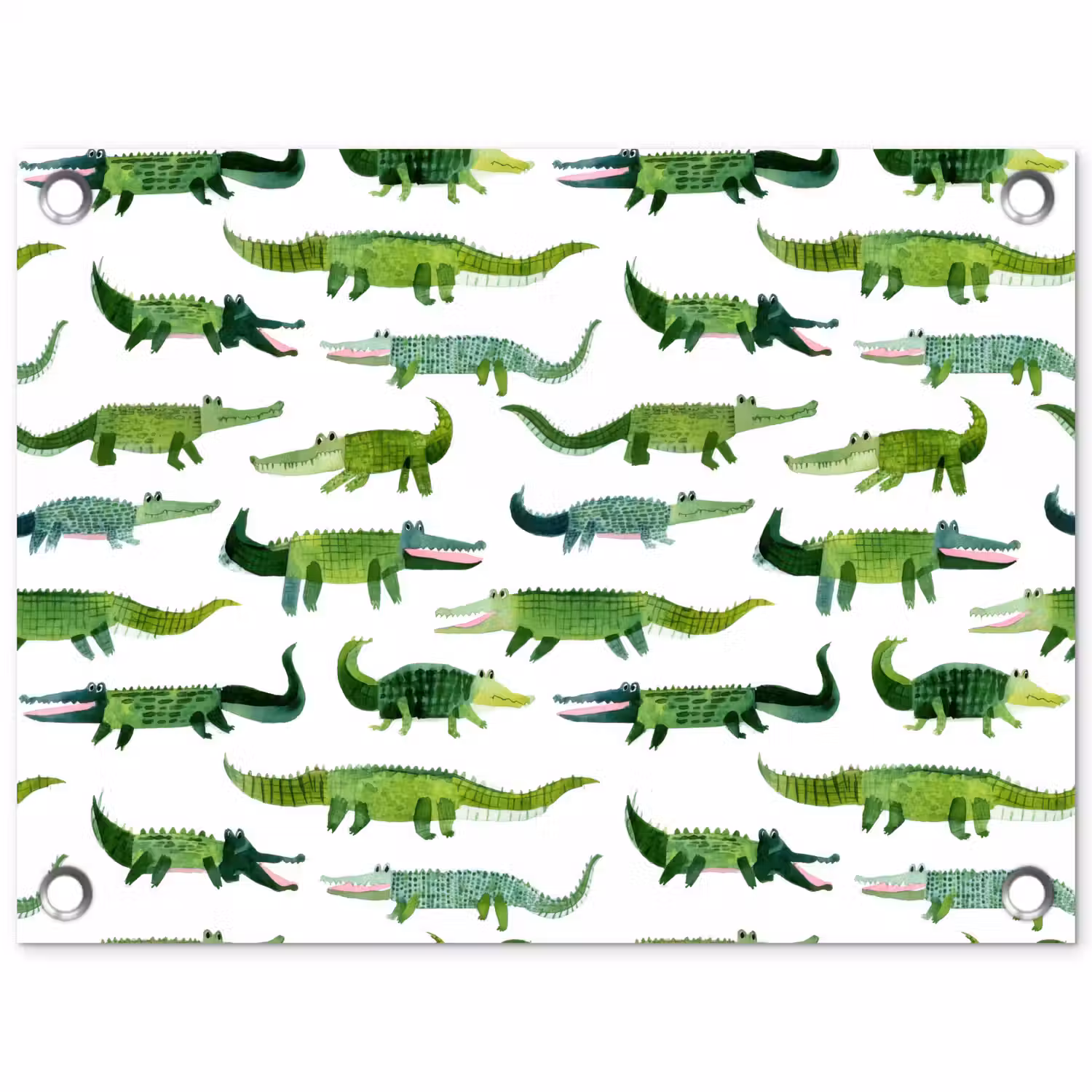 krokodillen - Speels - Groen tuinposter los doek klein 239 -3d