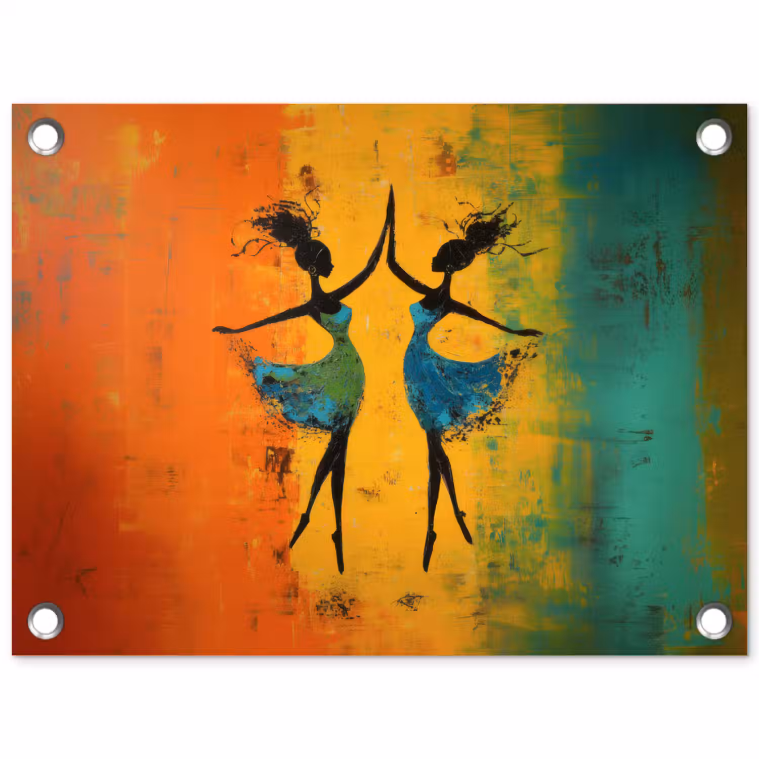 Dansen - Vrouwen - Verfstructuur tuinposter los doek klein -3d