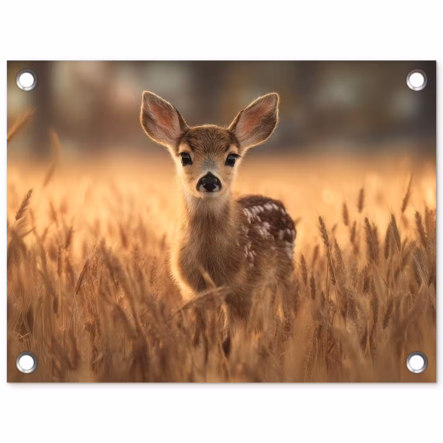 Hert - Graanveld - Bruin tuinposter los doek klein -3d