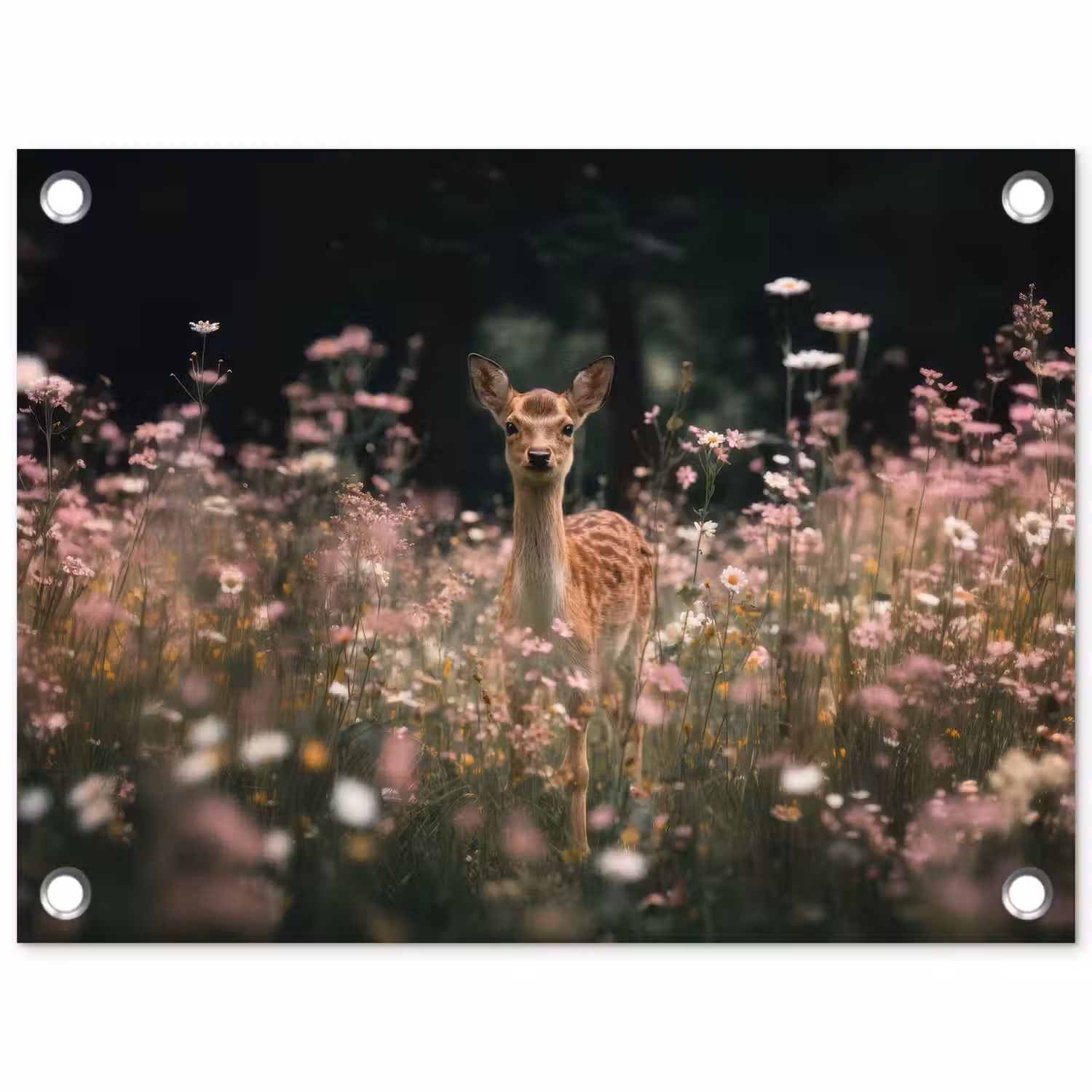 Hert - Wilde bloemen - Bos tuinposter los doek klein -3d