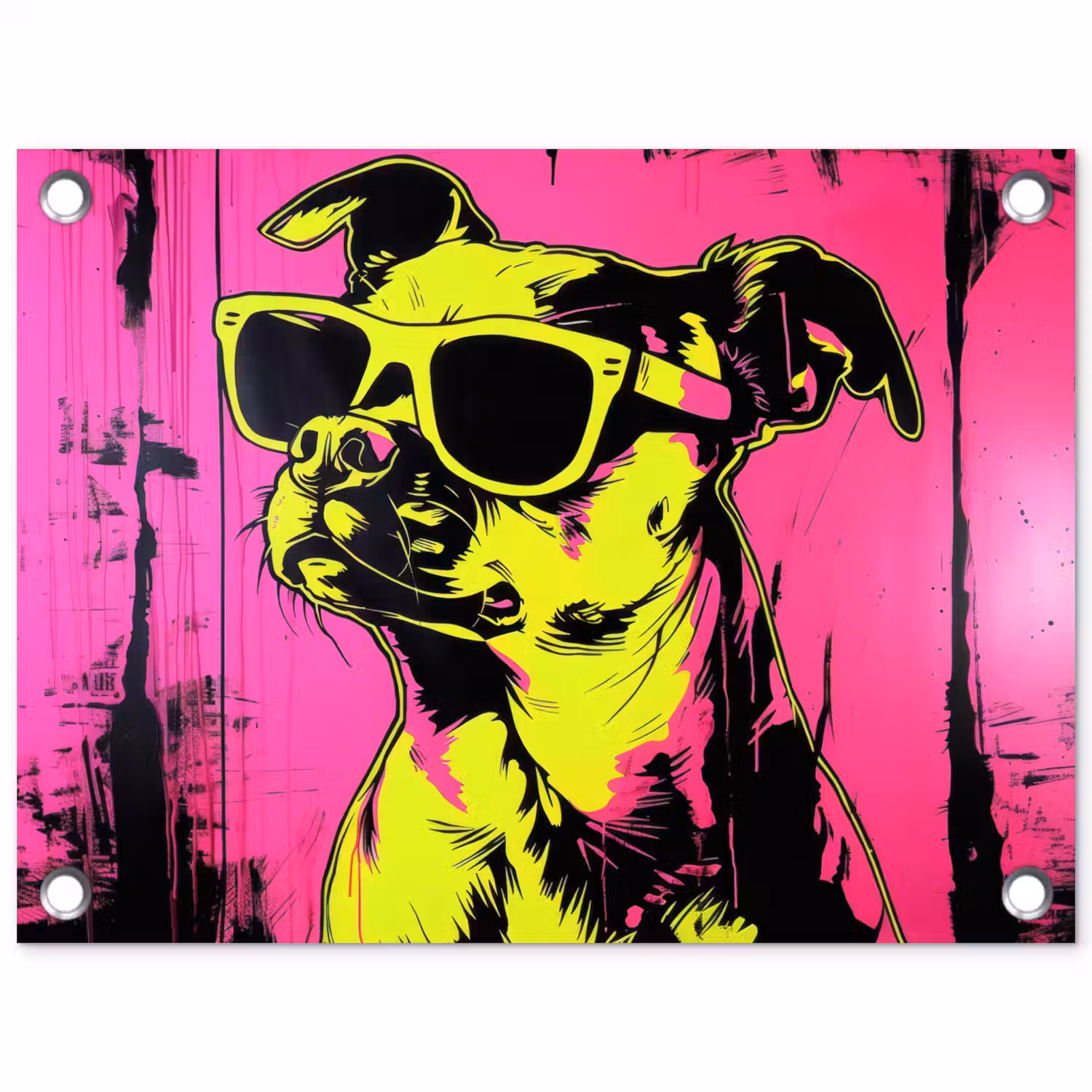 Hond - Zonnebril - Roze - Art tuinposter los doek klein -3d
